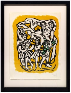Les Danseuses (Fond jaune) - Léger, Print, Lithograph, Figurative art, Modern.