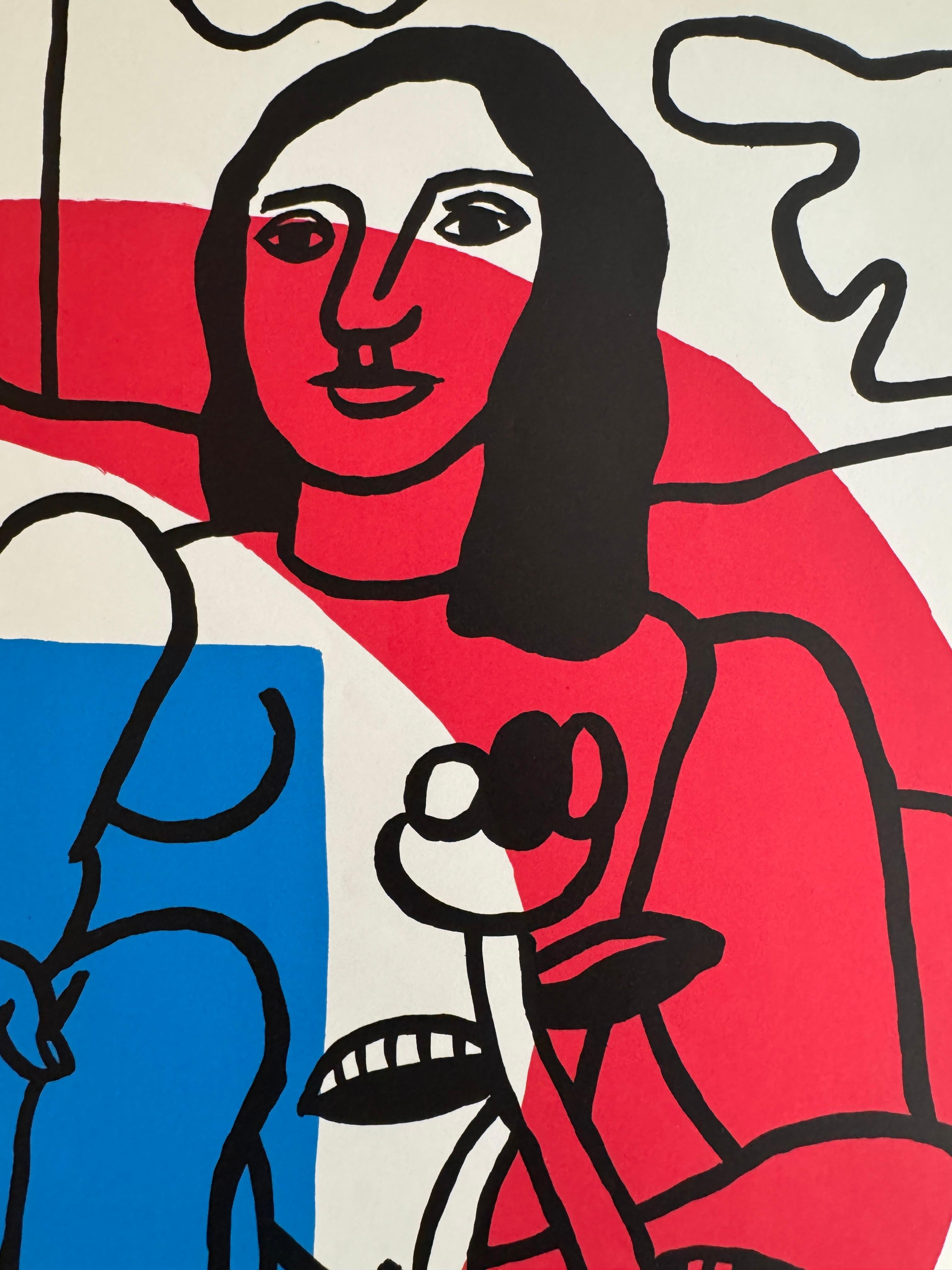 Les Deux Amoureux, Musee de Lyon, Lithograph, 1955 For Sale 3
