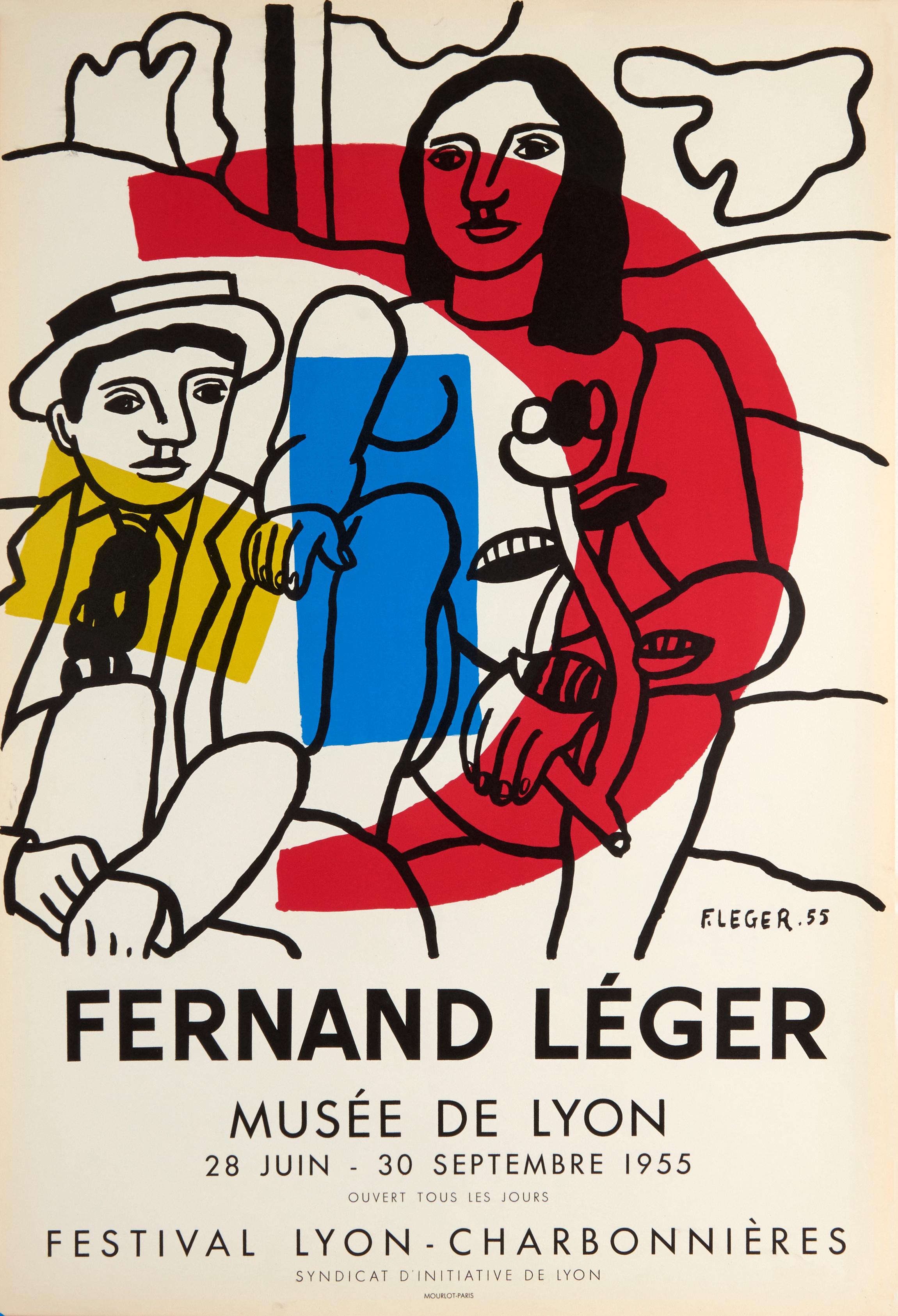 Les Deux Amoureux, Musee de Lyon, Lithograph, 1955 - Print by Fernand Léger