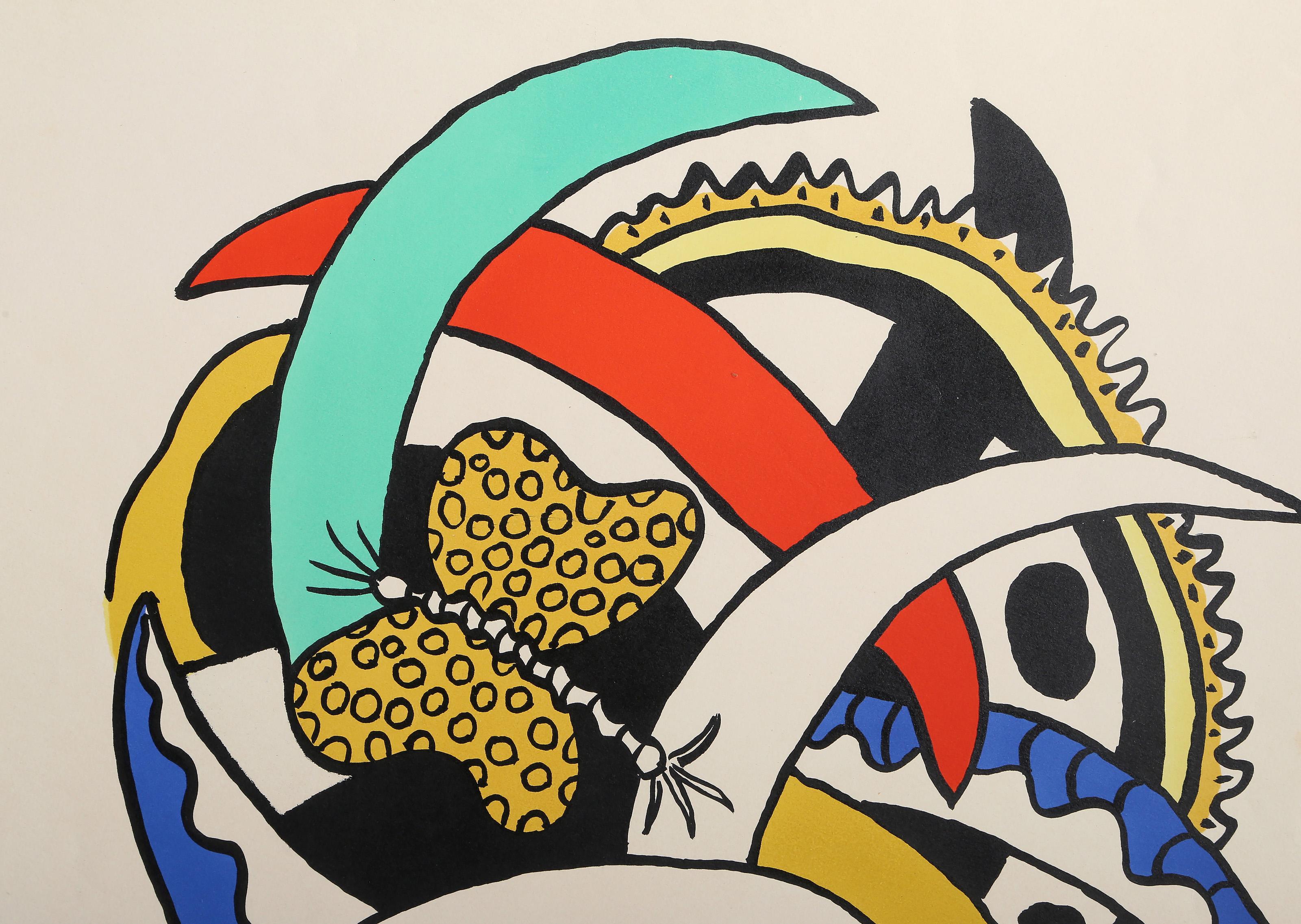 Les Papillons, Modern Colorful Lithograph by Fernand Leger - Print by Fernand Léger