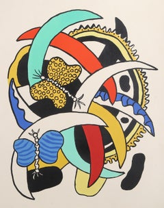 Vintage Les Papillons, Modern Colorful Lithograph by Fernand Leger