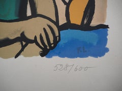 Mother and her two boys - Lithograph, 1953