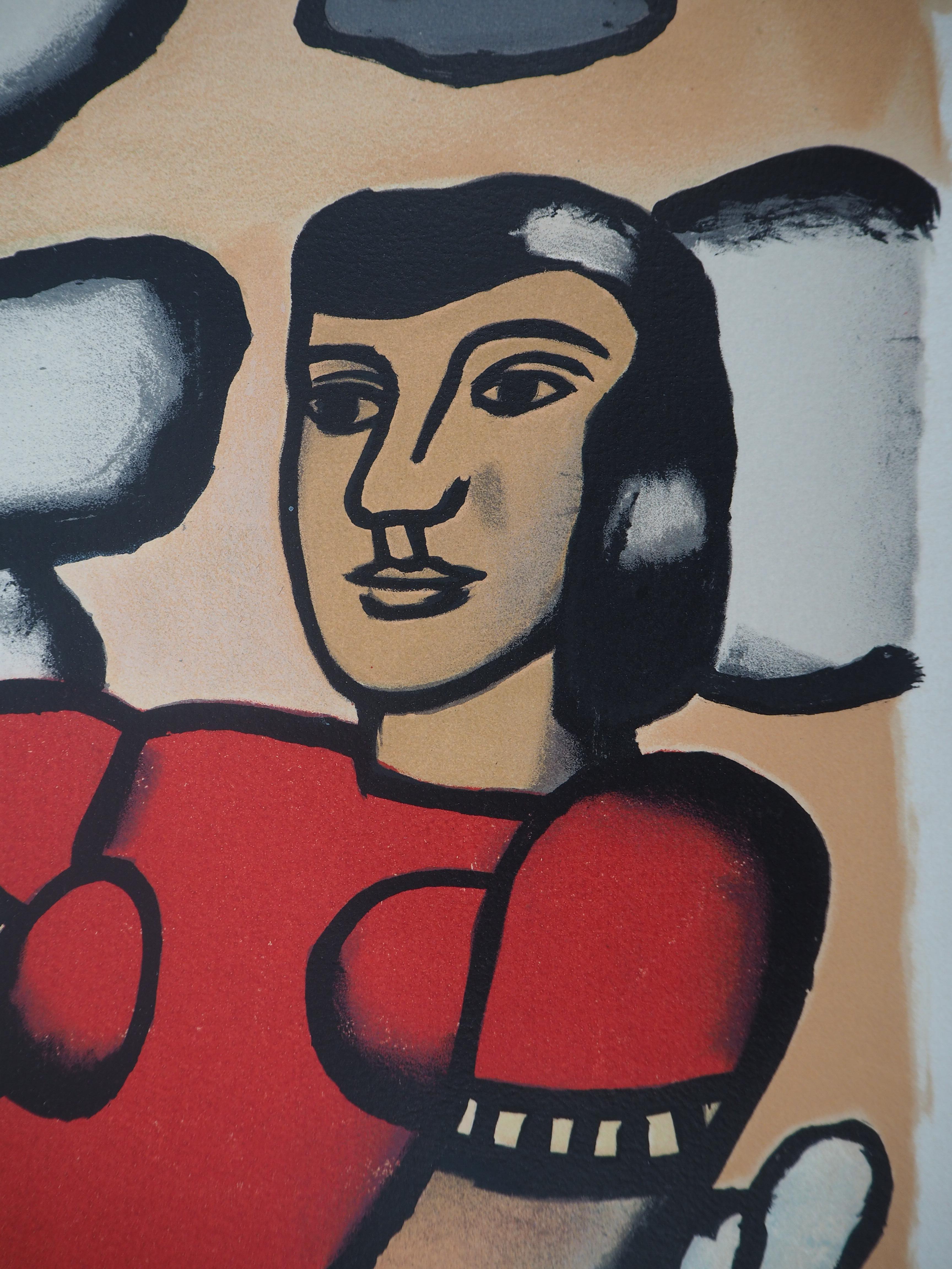 Mother and her two boys - Lithograph, 1953 1