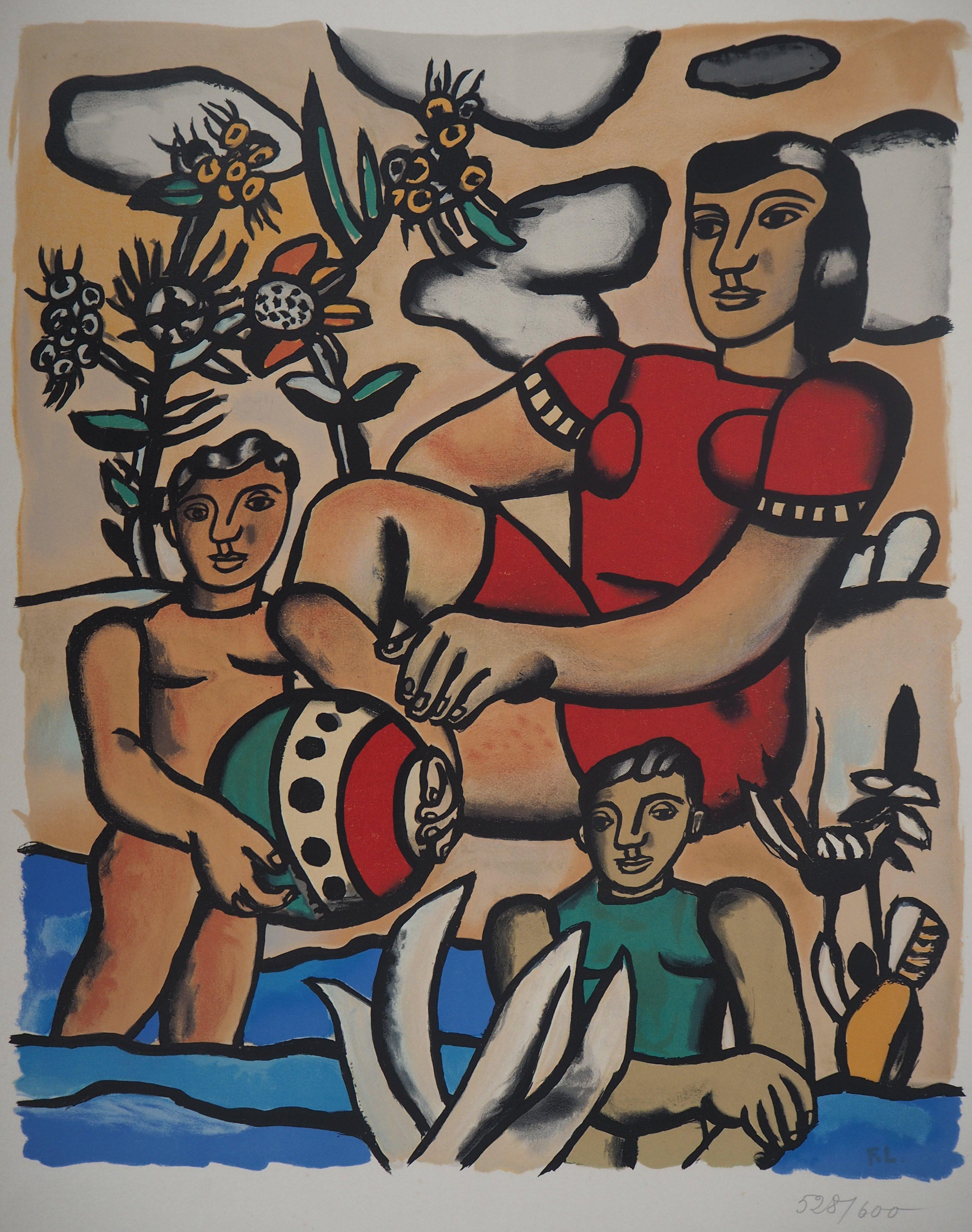 Fernand Léger Figurative Print - Mother and her two boys - Lithograph, 1953