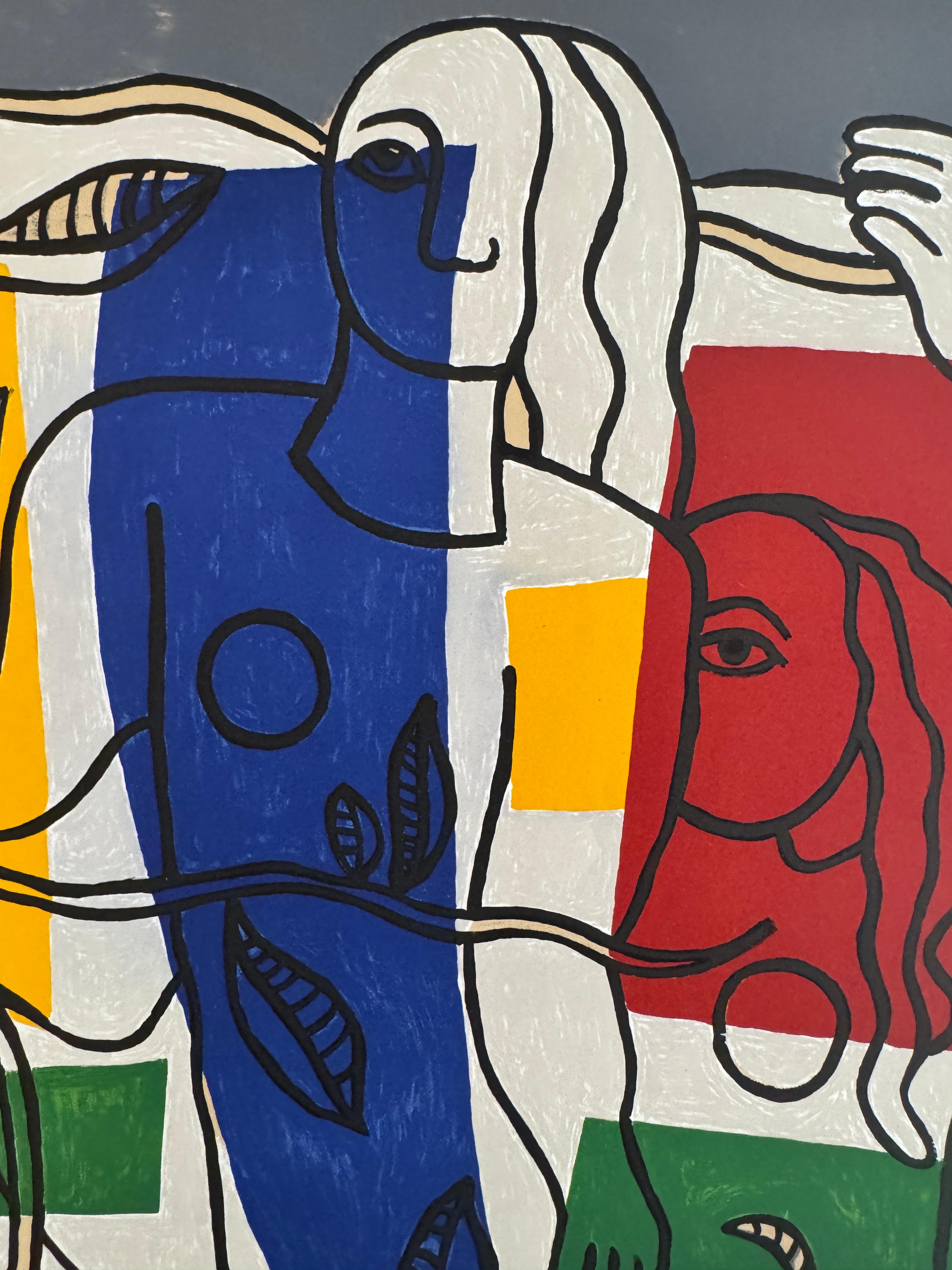 Dieses lithografische Plakat wurde 1966 im Atelier Mourlot in Paris gedruckt, um eine Ausstellung von Legers Werken im Musée Cantini in Marseille im Sommer 1966 zu bewerben. Leger verstand die kubistische Idee, den Maler von der Verantwortung für