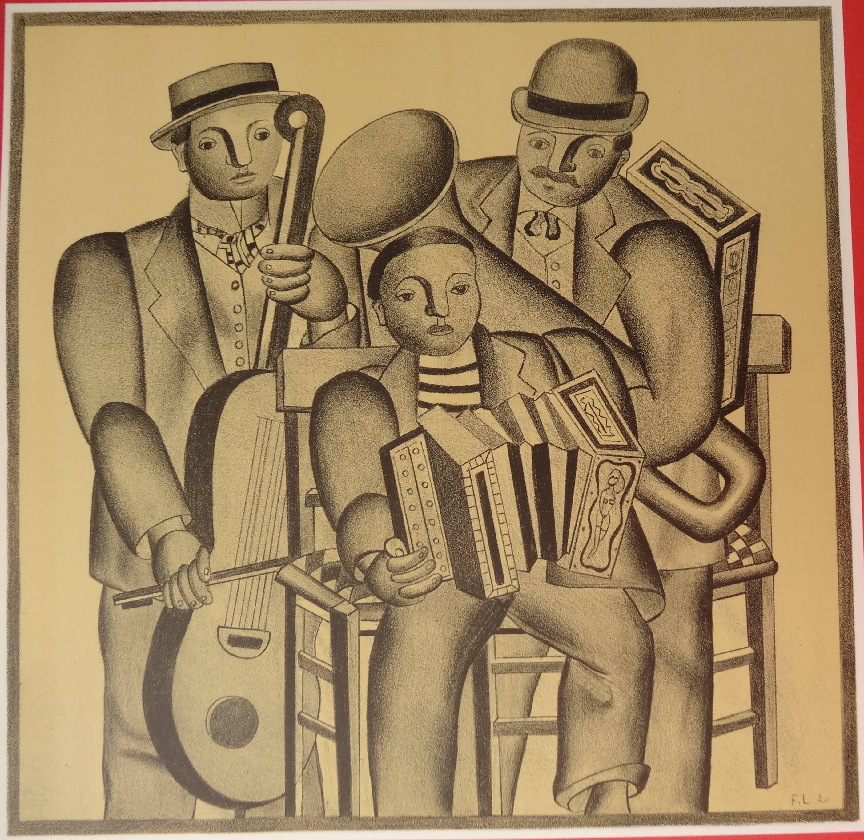Music : The Orchestra - Lithograph poster - Berggruen / Mourlot 1975 - Modern Print by Fernand Léger