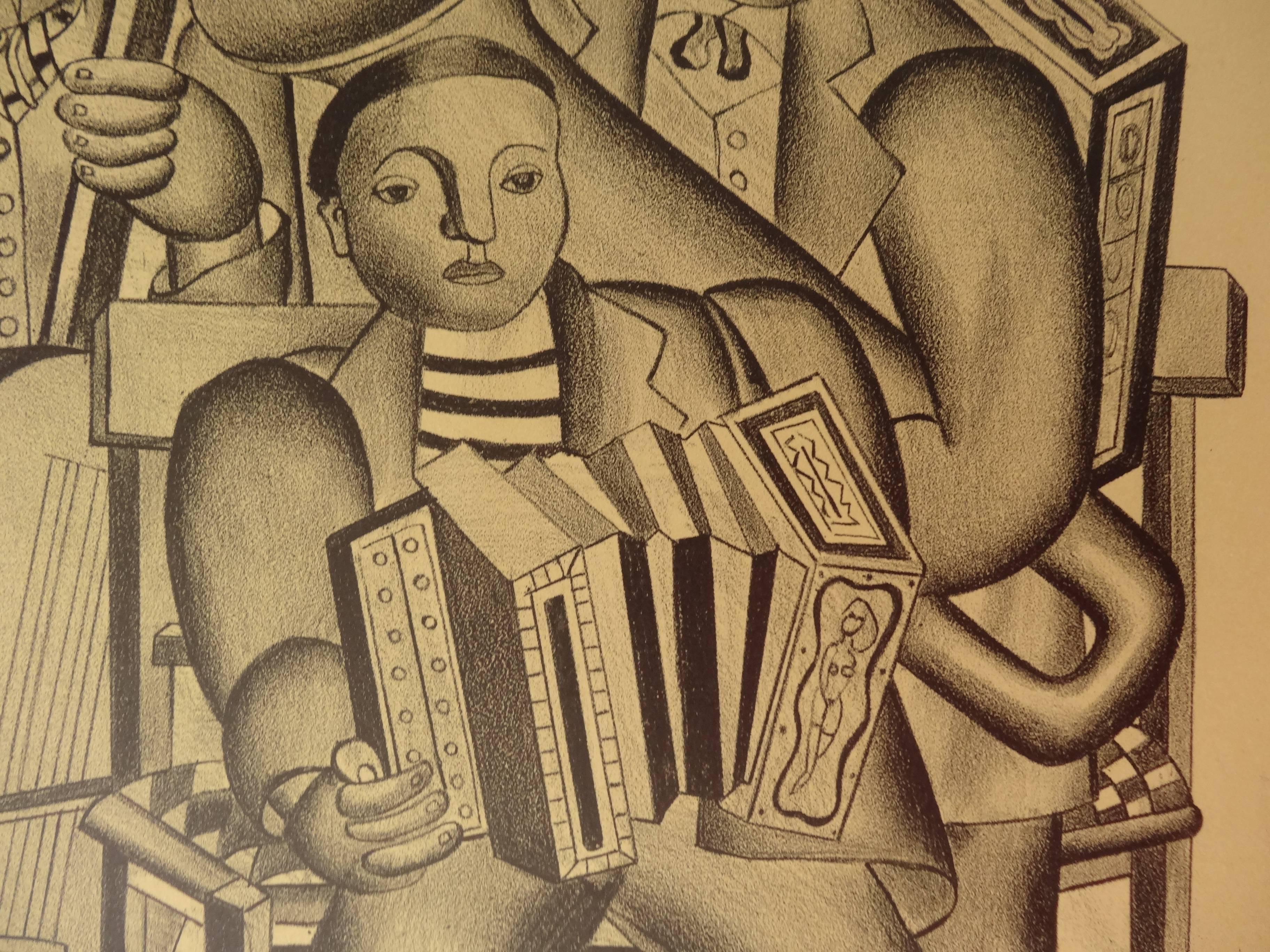 Fernand LÉGER (1881 - 1955)
Music : The Orchestra

Lithograph after a watercolor (printed in Atelier Mourlot)
Signature printed in the plate
On paper 66  x 50 cm (c. 26 x 20 inch)

Information : Poster for the exhibition 