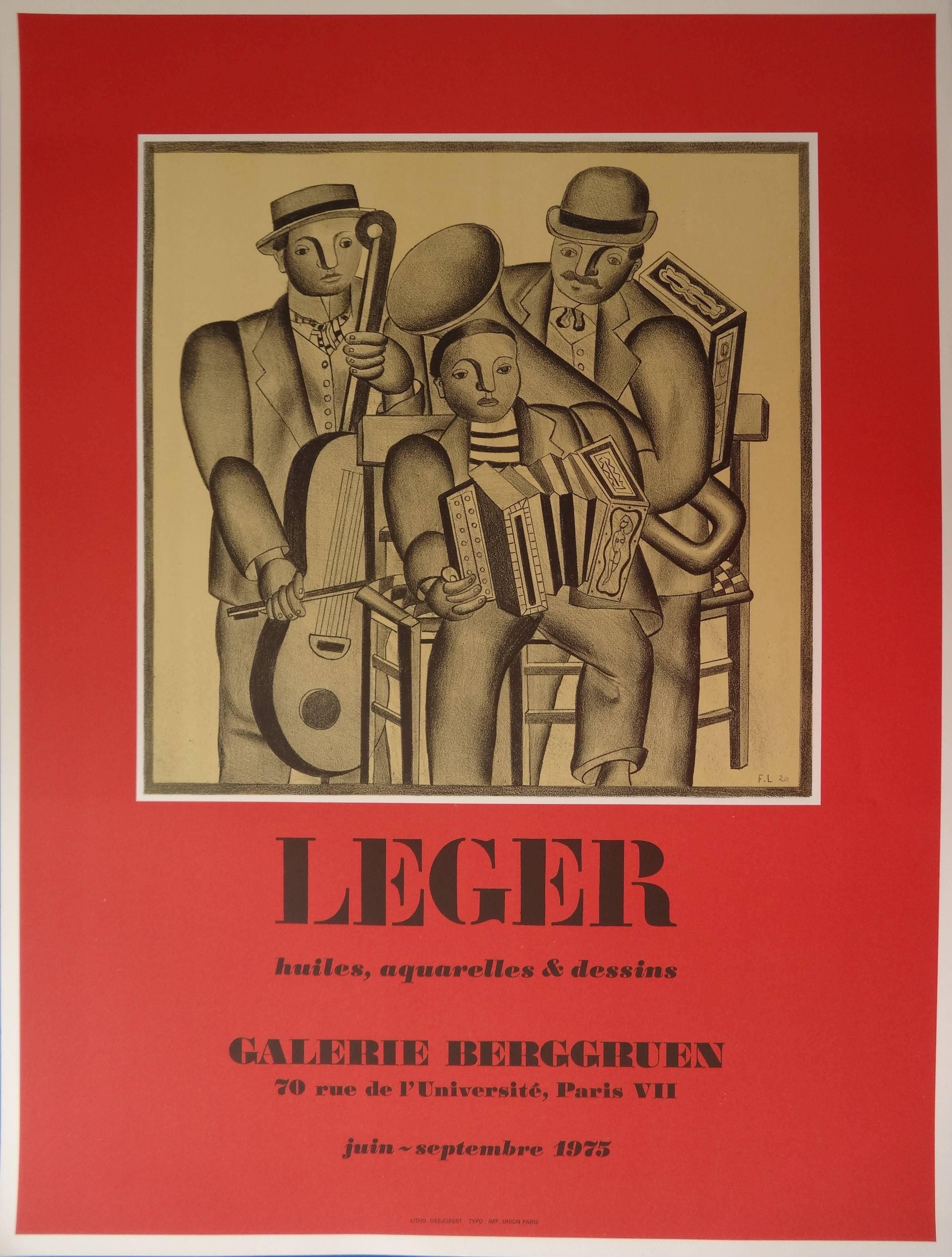 Fernand Léger Figurative Print - Music : The Orchestra - Lithograph poster - Berggruen / Mourlot 1975