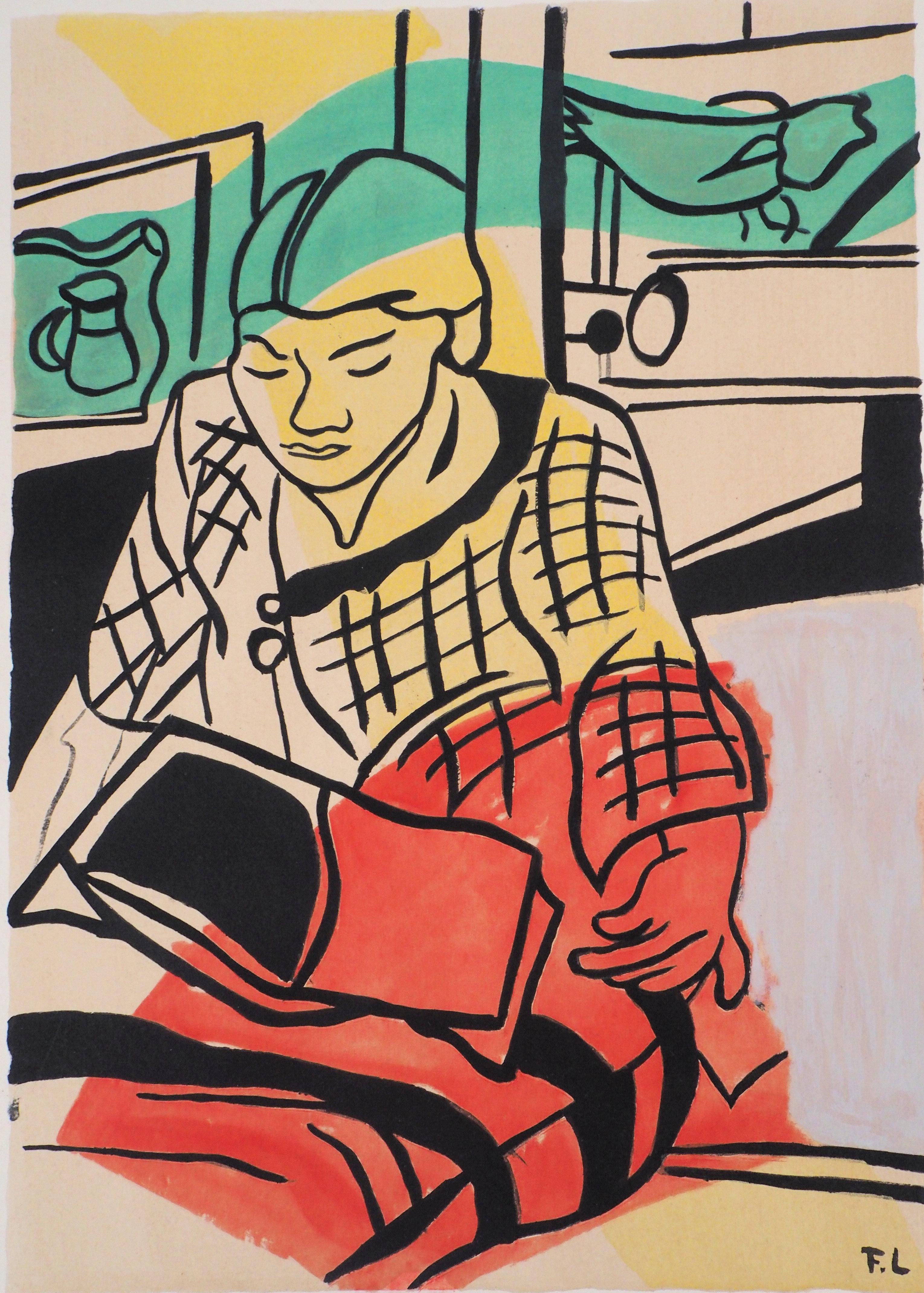 Nadia Reading - Lithograph and Stencil, 1959 - Print by Fernand Léger