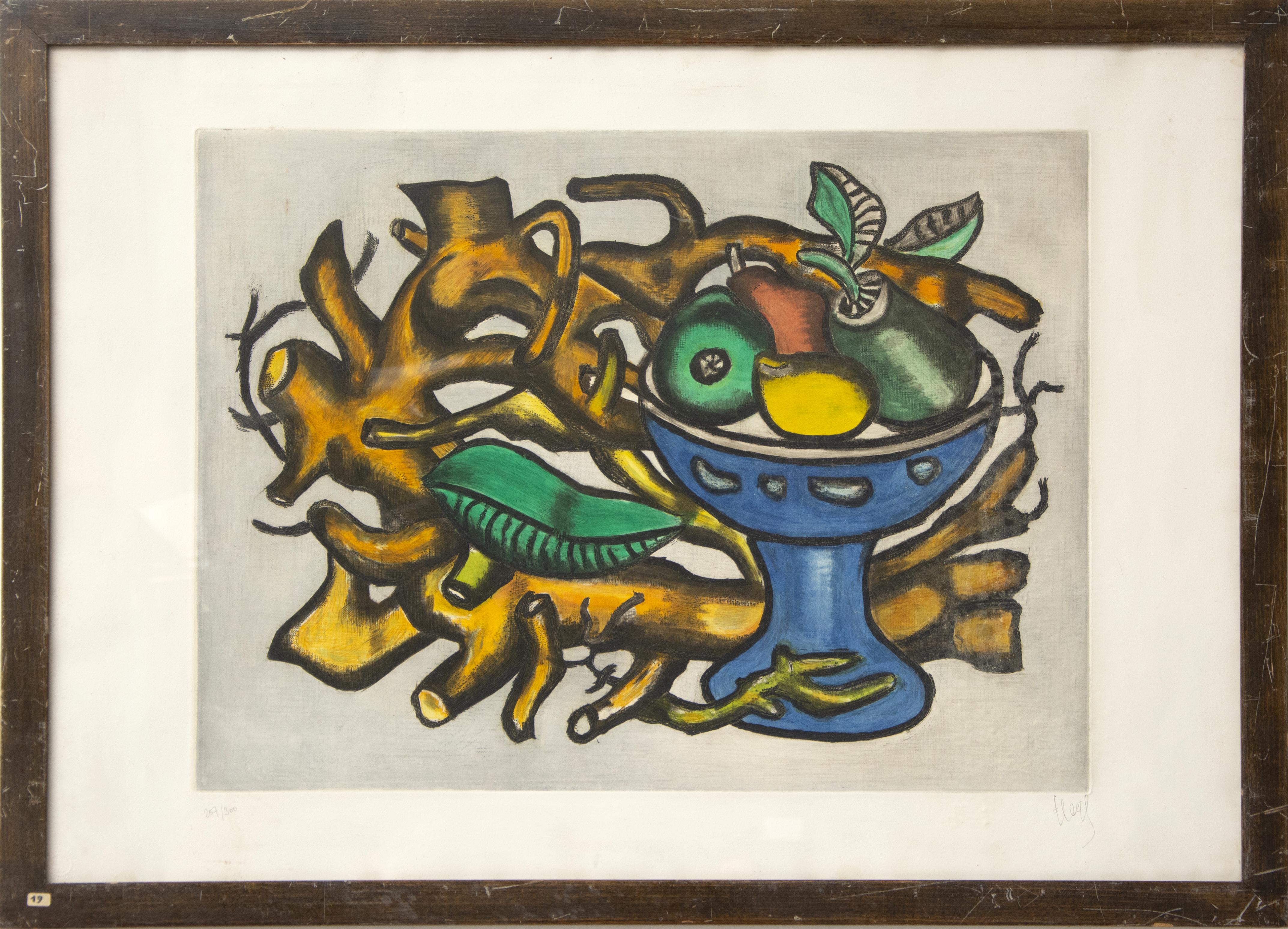 Nature morte à la Coupe de Fruit - Lithographie de F. Léger - années 1950 - Print de Fernand Léger