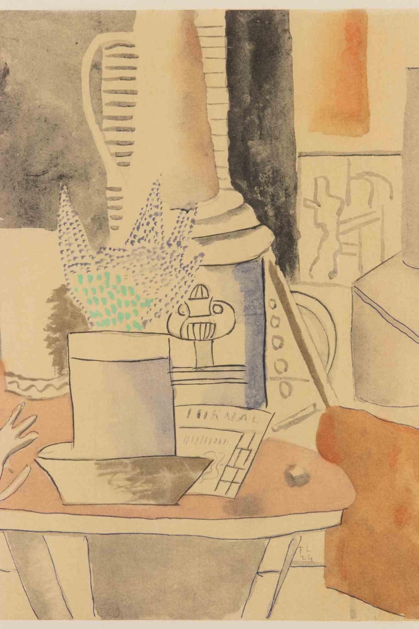 Nature Morte au Journal - Lithograph after Fernand Léger - 1959 For Sale 1