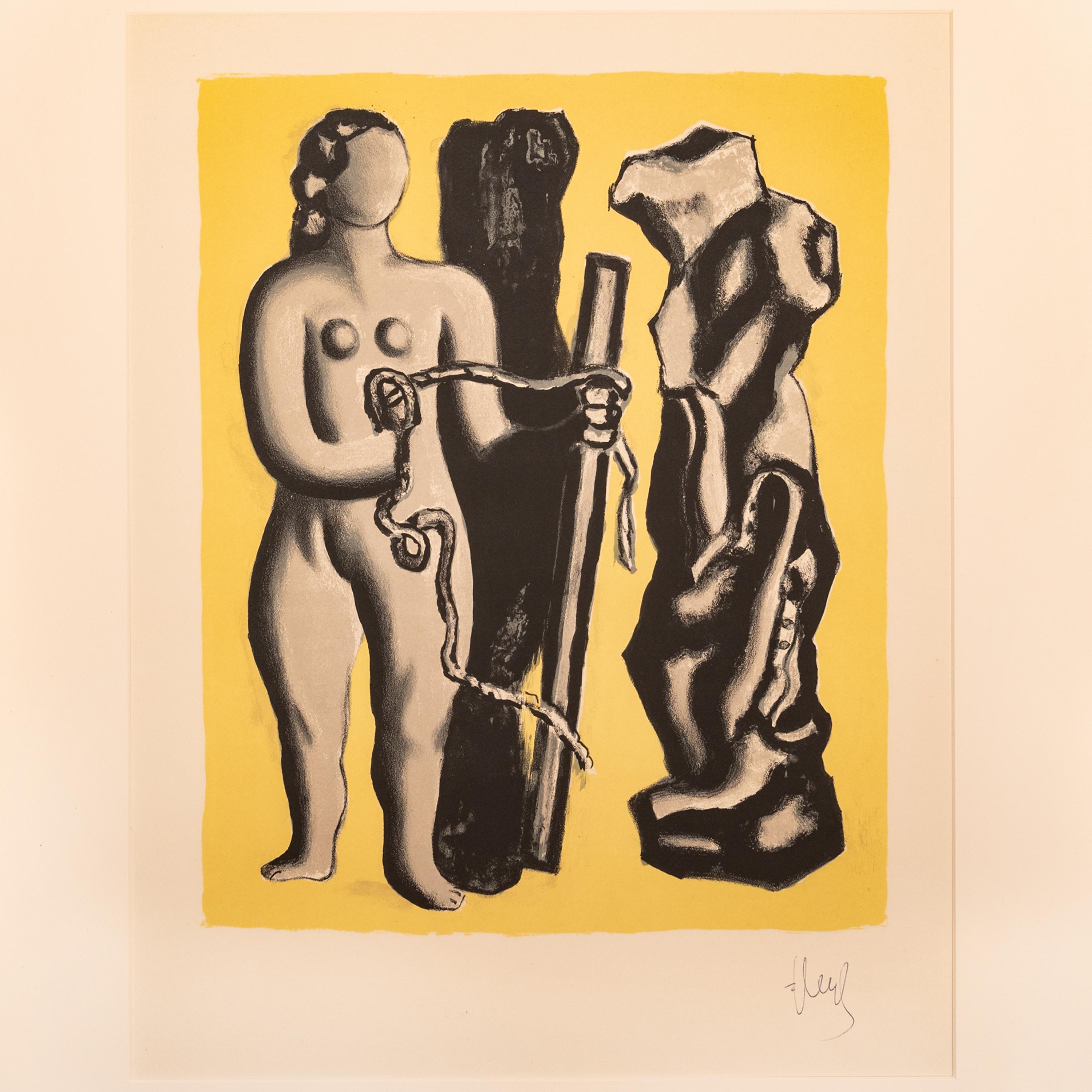 Original French MCM Modernist Signed Abstract Lithograph Fernand Leger 1952 - Print by Fernand Léger