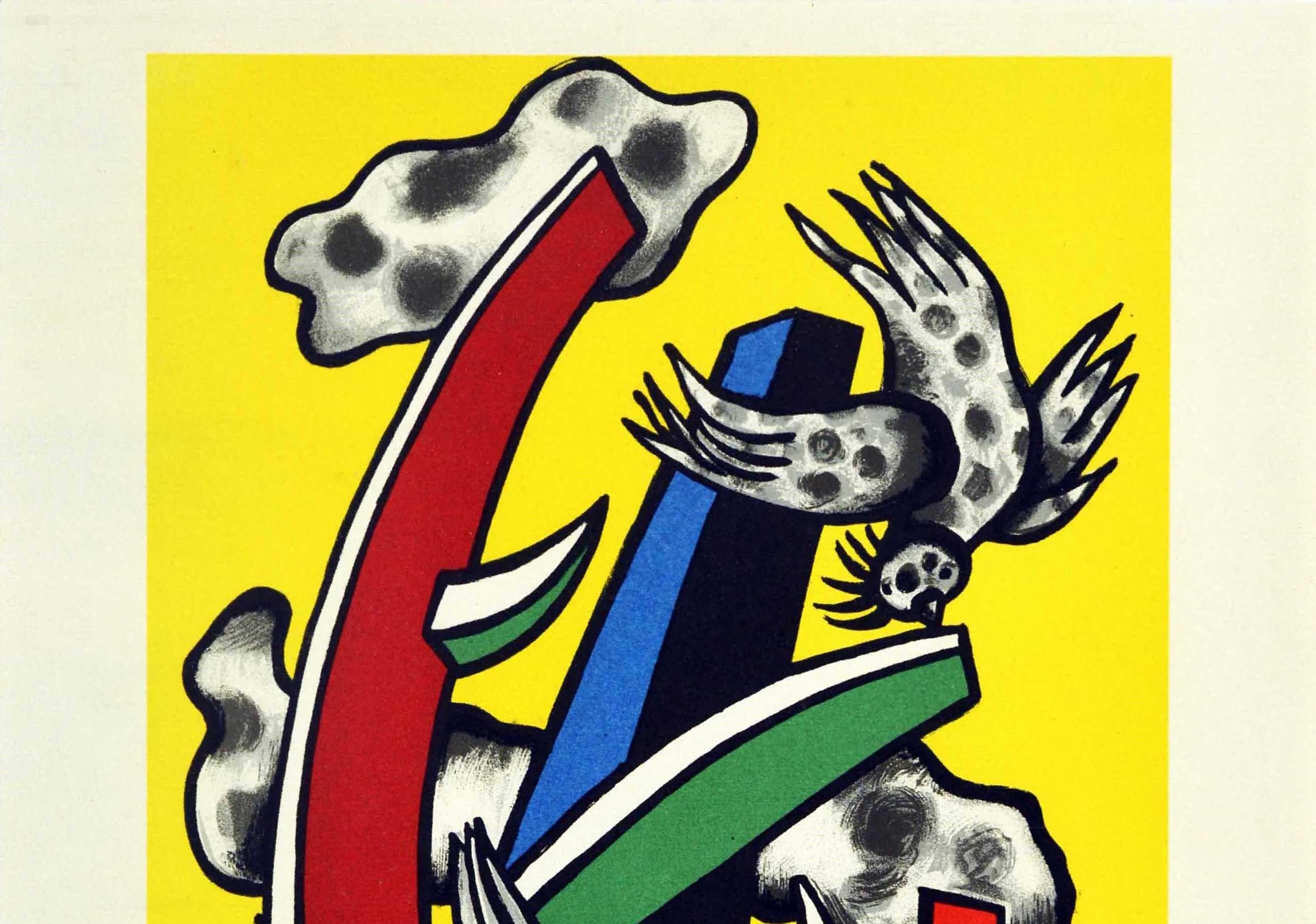 Original Vintage Art Exhibition Poster Fernand Leger Haus Der Kunst Birds Design - Print by Fernand Léger