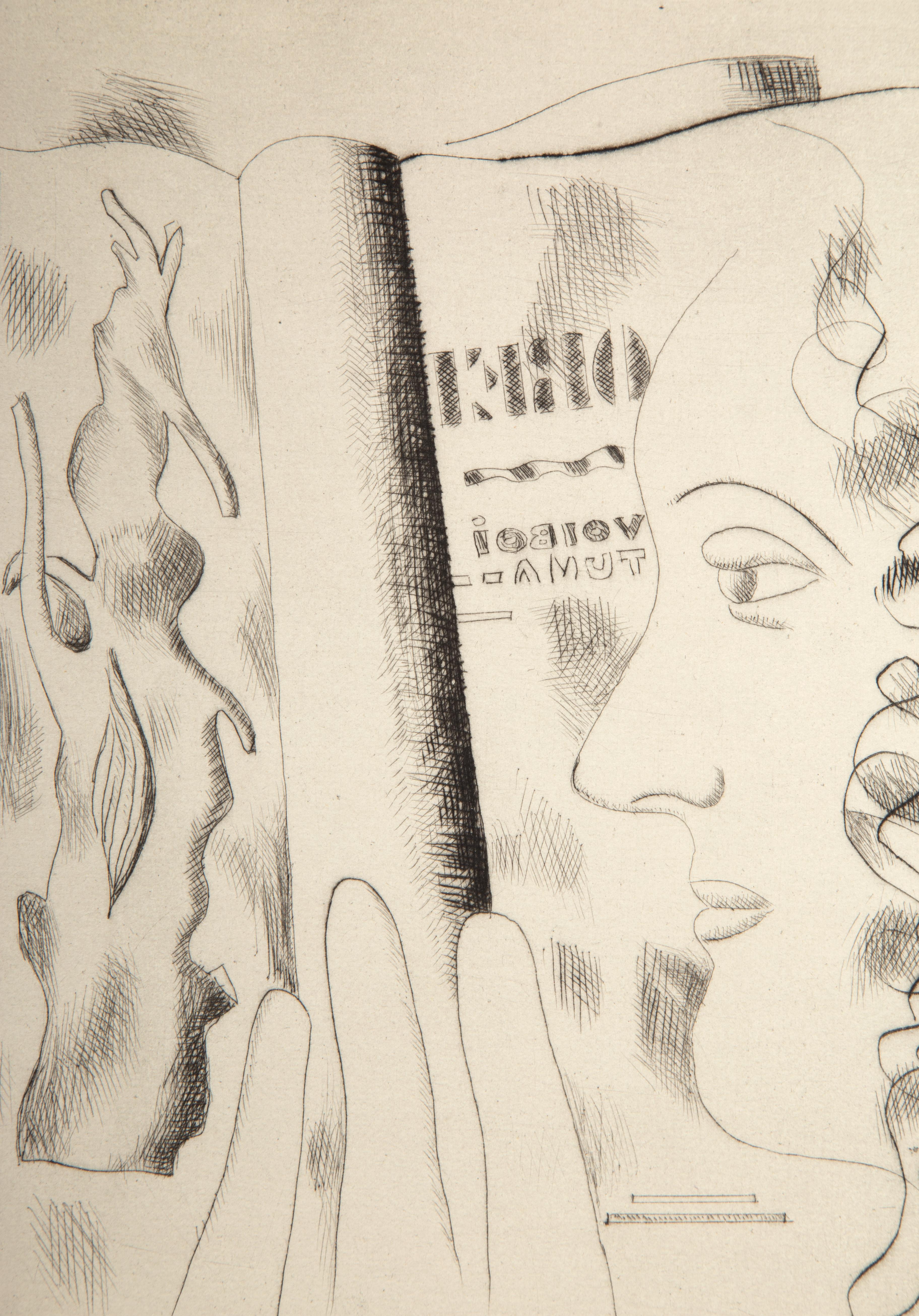 Profil de Femme, Modern Drypoint Etching by Fernand Leger - Beige Abstract Print by Fernand Léger