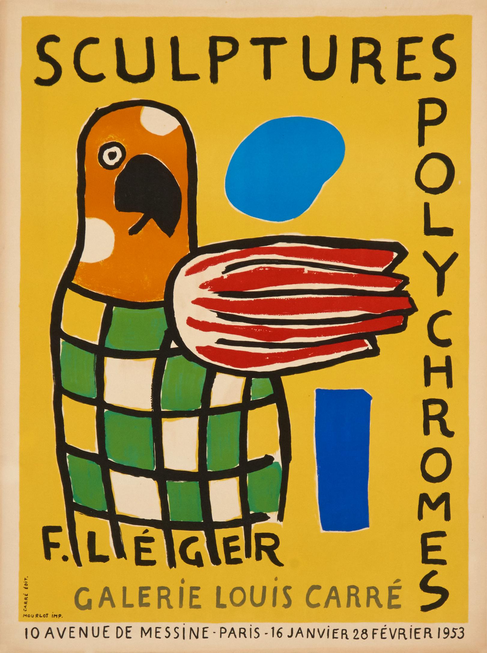 Sculptures Polychromes by Fernand Leger - modern lithograph (abstract parrot)