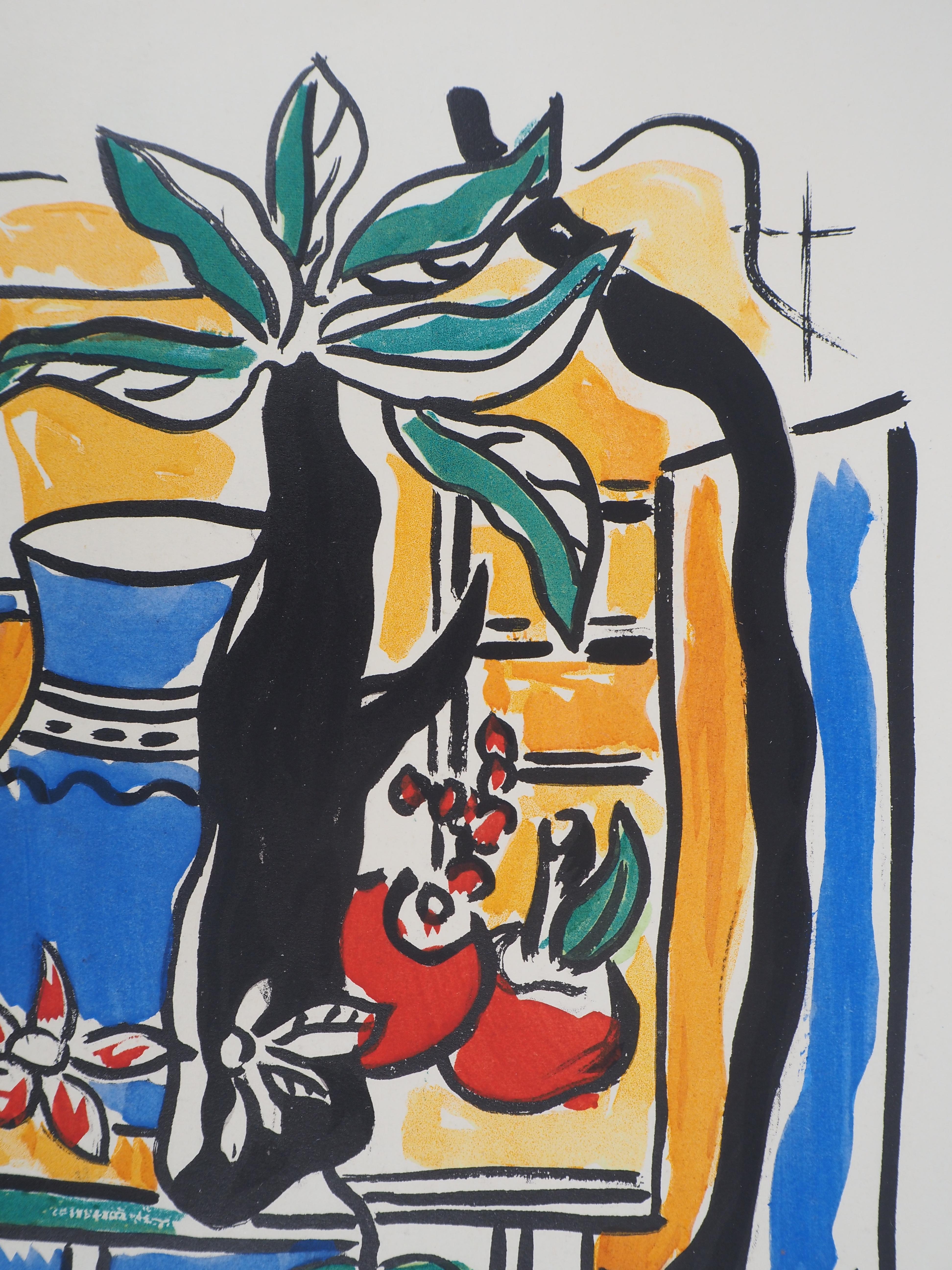 Fernand LÉGER 
Still life with Blue Pitcher and Fruits, c. 1950

Original lithograph and stencil (Jacomet workshop)
Printed signature in the plate
On paper 43 x 33 cm (c. 17 x 13 Inches)

Excellent condition