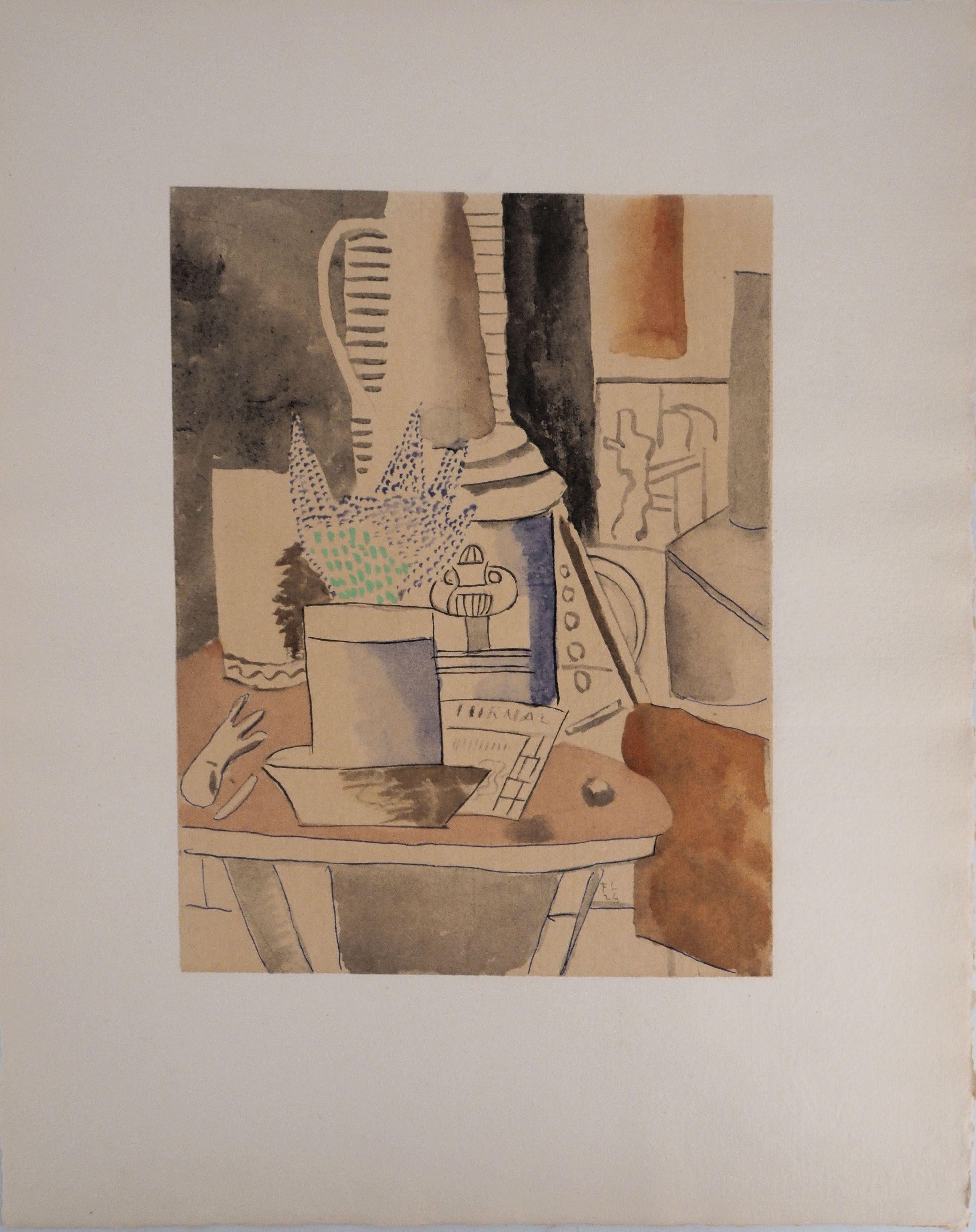 Fernand Léger Figurative Print - Still life with Journal and Flowers - Lithograph and Stencil, 1959