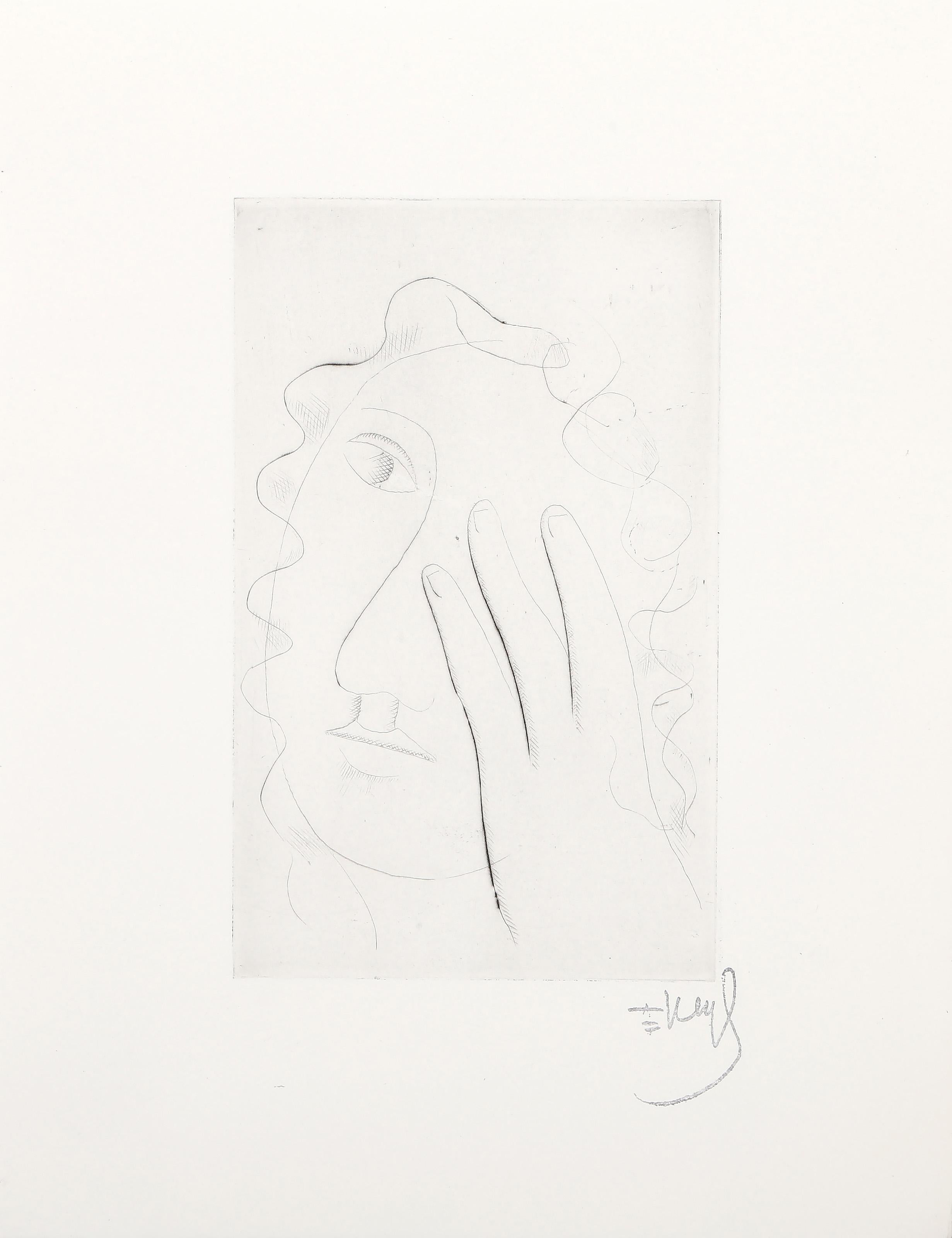 Tete De Femme, moderne Kaltnadelradierungsradierung von Fernand Leger (Beige), Abstract Print, von Fernand Léger