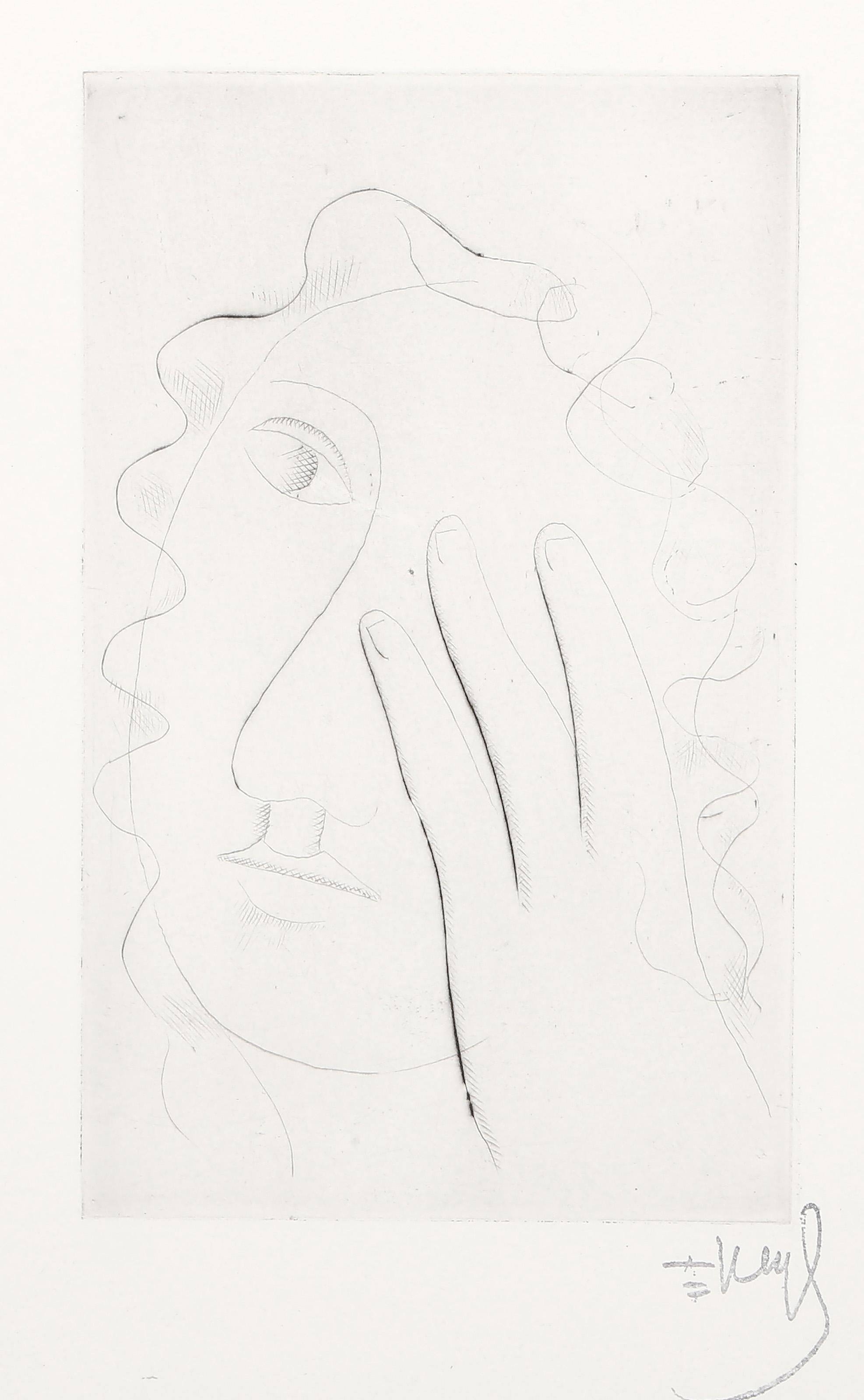 Tete De Femme, acquaforte moderna a puntasecca di Fernand Leger