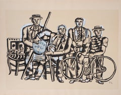 The Bicycle Team - Lithograph and Stencil, 1959
