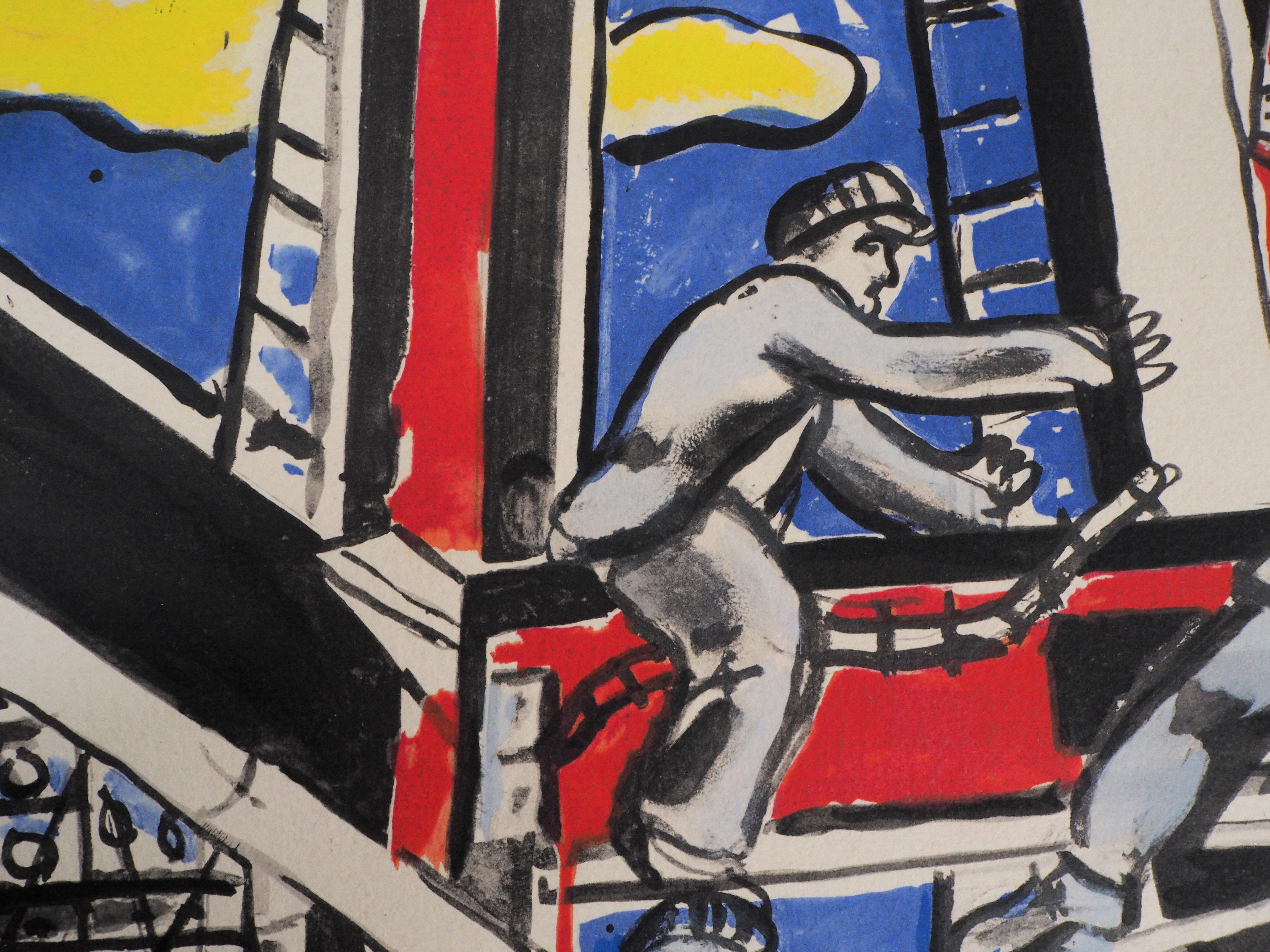  The Builders - Lithograph and Stencil, 1959 - Modern Print by Fernand Léger