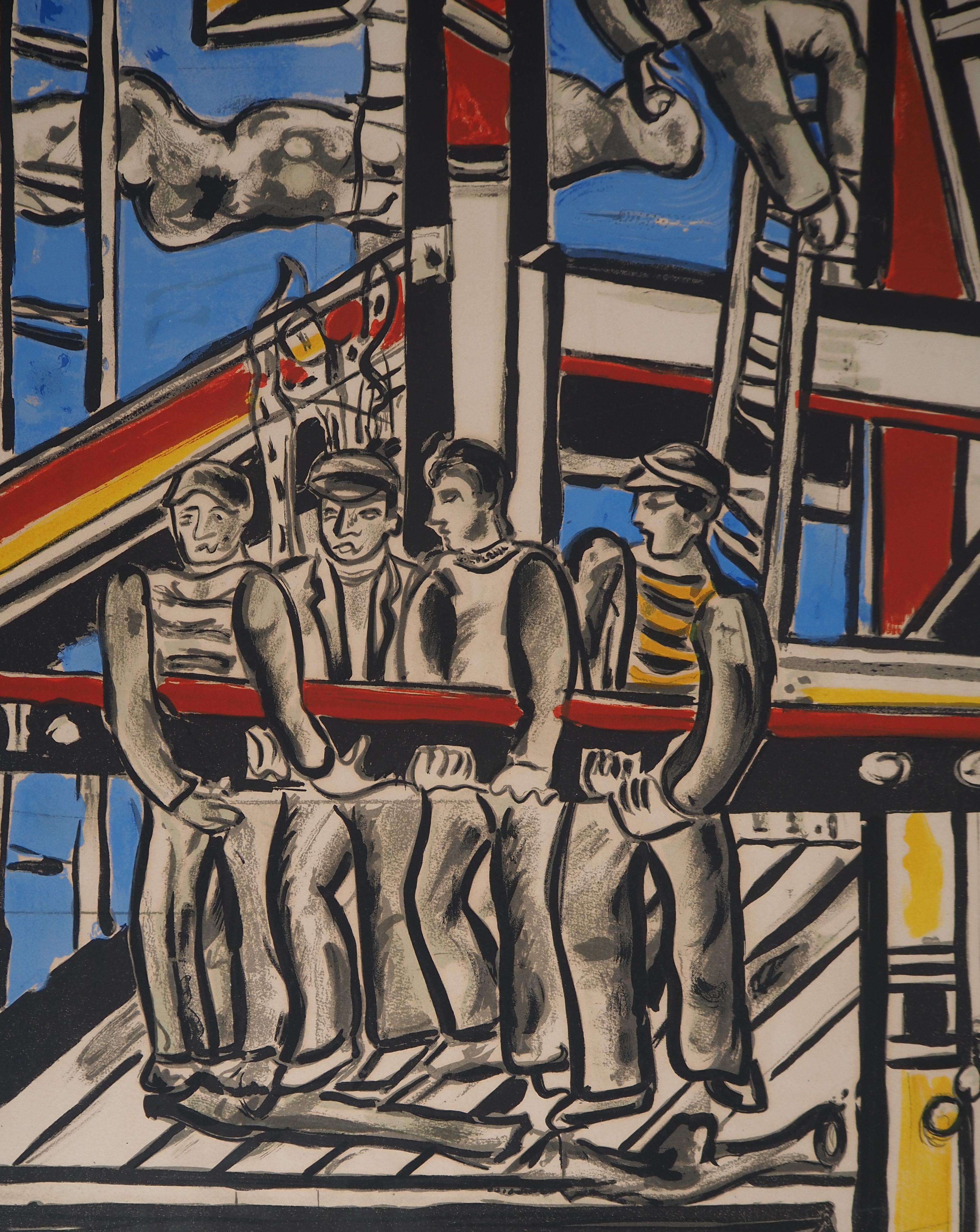 Fernand LEGER
I costruttori (Grattacielo) 

Litografia originale (incisa da Deschamps sotto la supervisione di Léger, Officina Mourlot)
Firmato con il timbro dell'artista
Numerato / 250
Su Vellum 87 x 60 cm (c. 35 x 24 in)
Autenticato con timbro