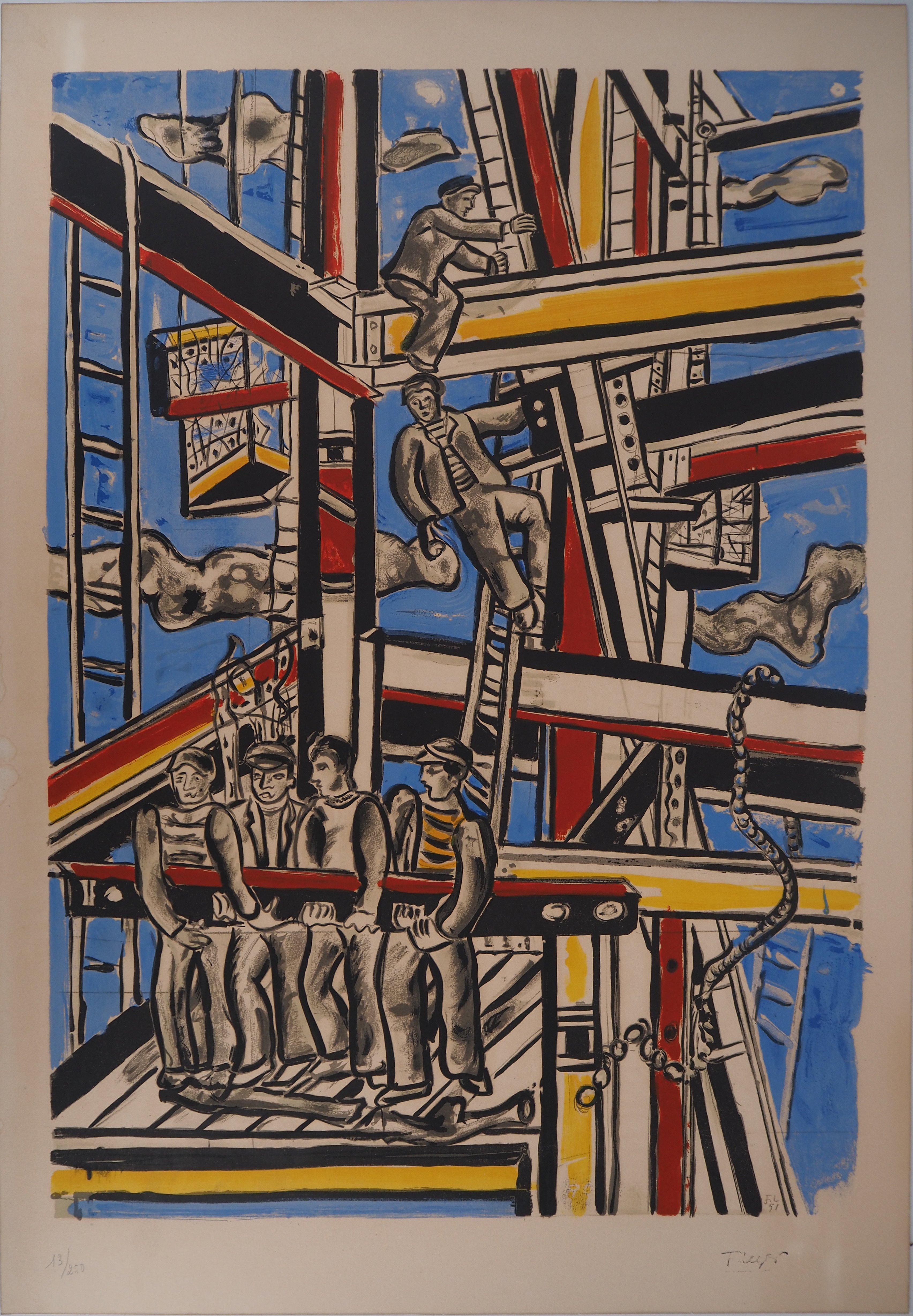 Figurative Print di Fernand Léger - I costruttori (Grattacielo) - Litografia originale (Mourlot)