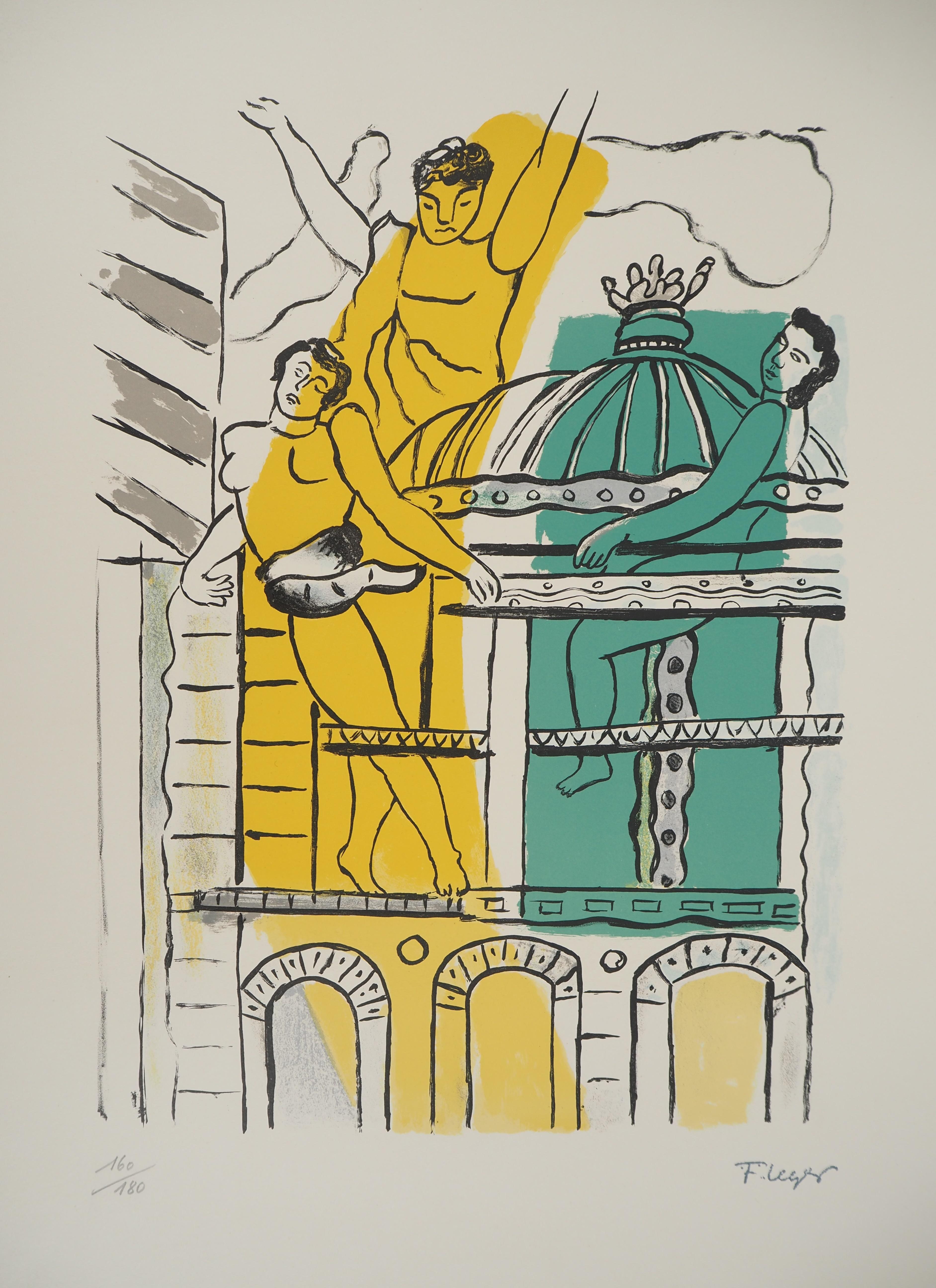 The city, The Opéra Garnier - Original lithograph, HANDSIGNED, 1959 - Modern Print by Fernand Léger