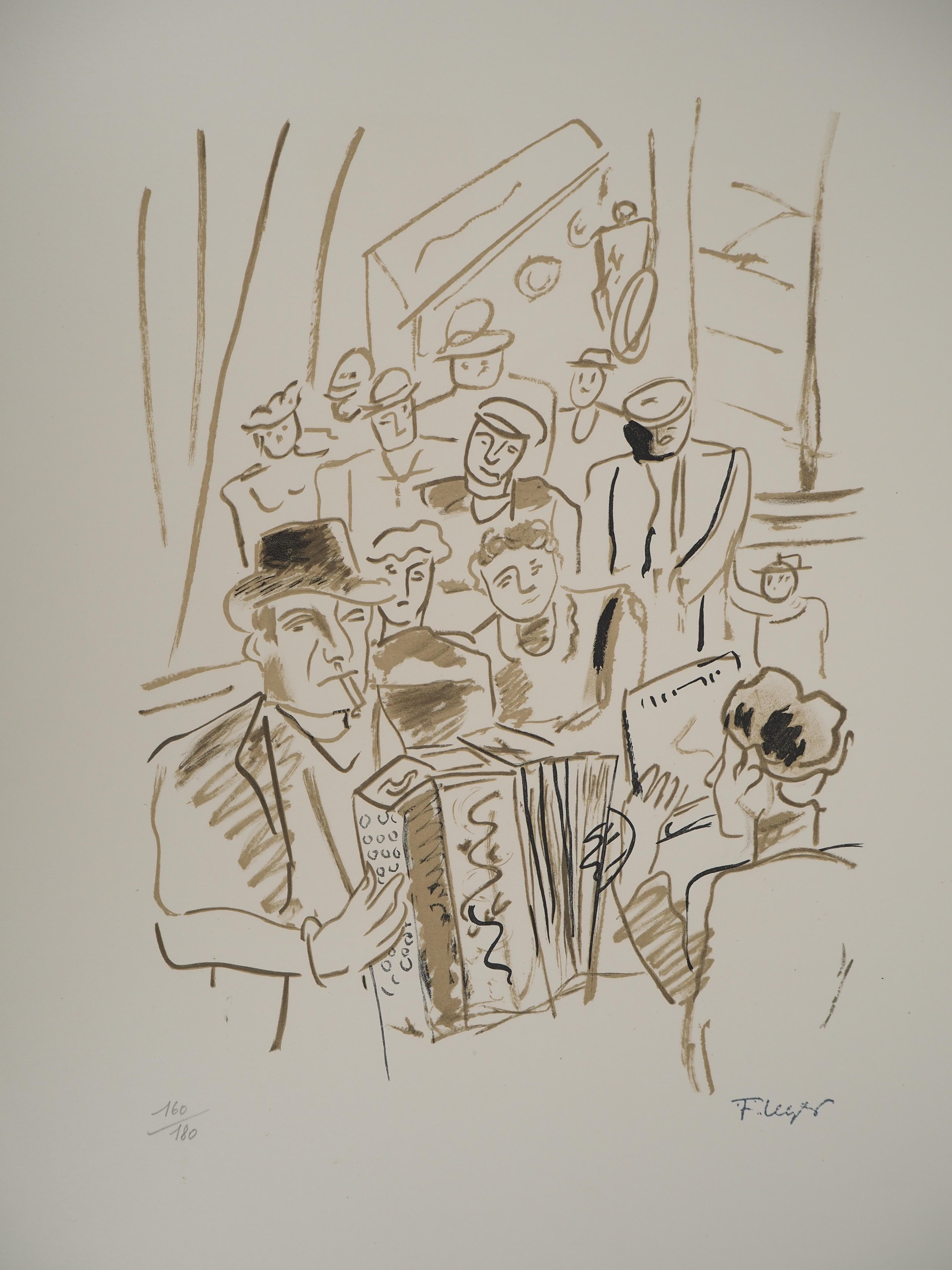 The city, The Parisian Café - Original lithograph, HANDSIGNED, 1959 - Modern Print by Fernand Léger