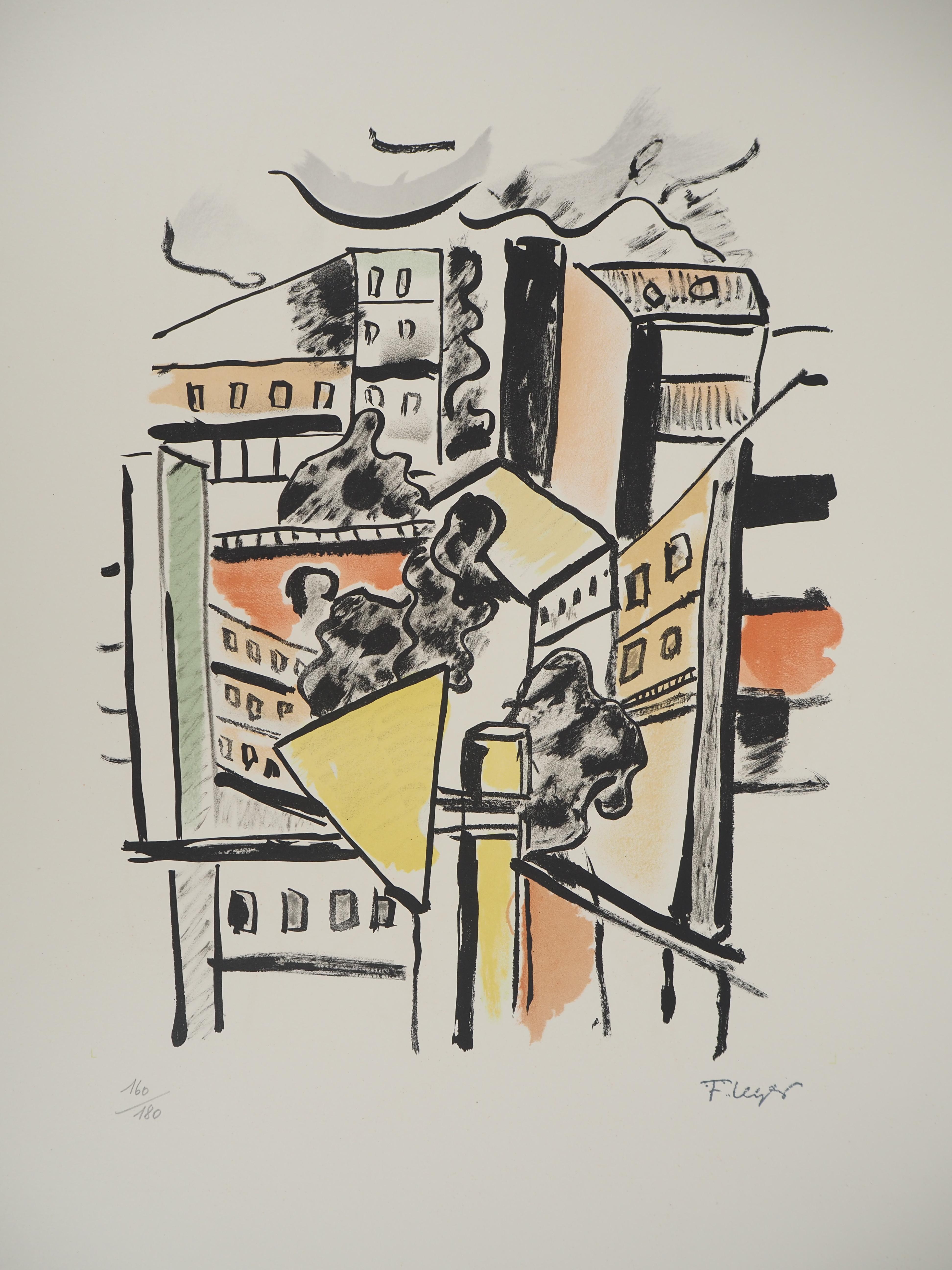 The city, The roofs - Original lithograph, HANDSIGNED, 1959 - Modern Print by Fernand Léger