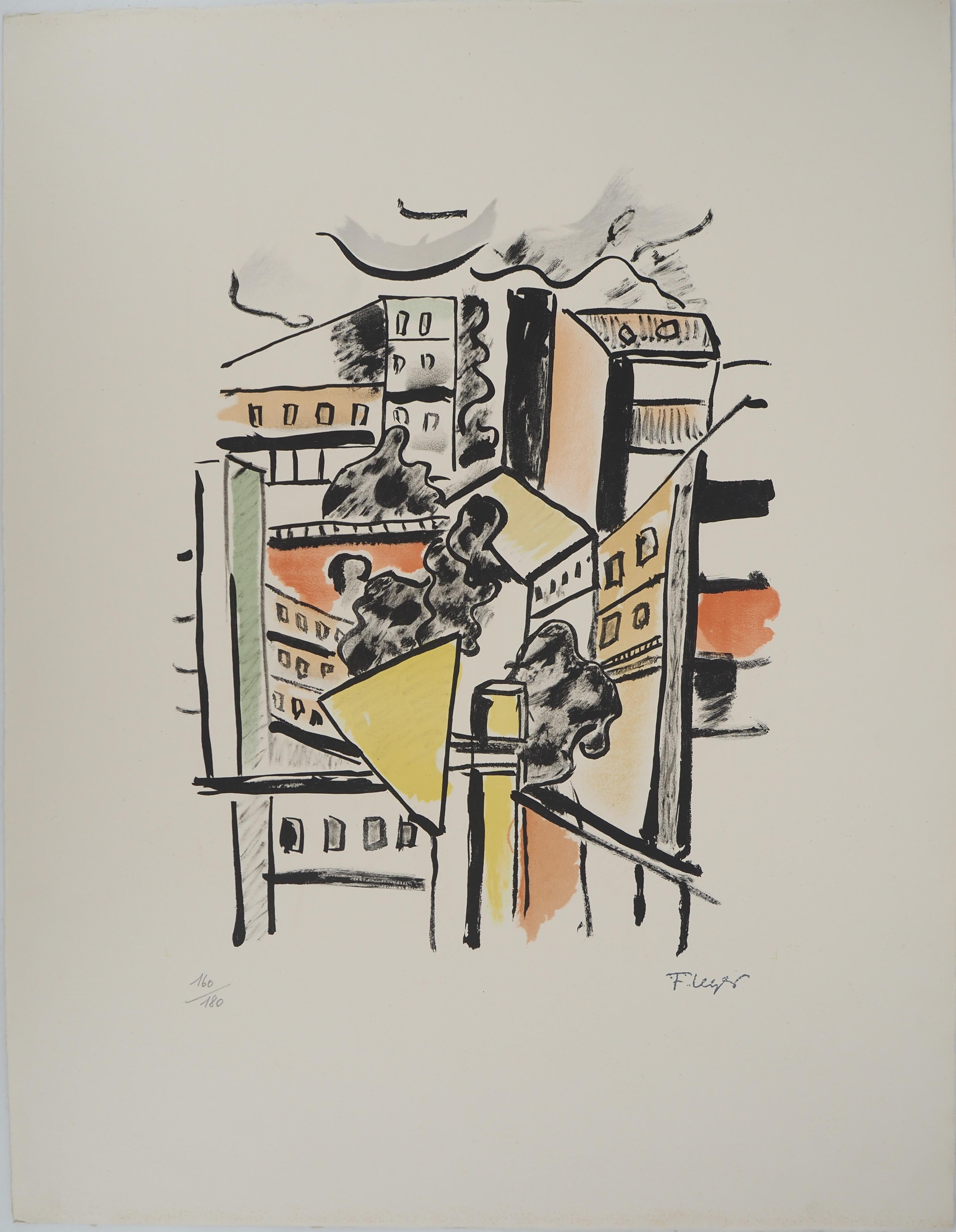 Fernand Léger Landscape Print - The city, The roofs - Original lithograph, HANDSIGNED, 1959