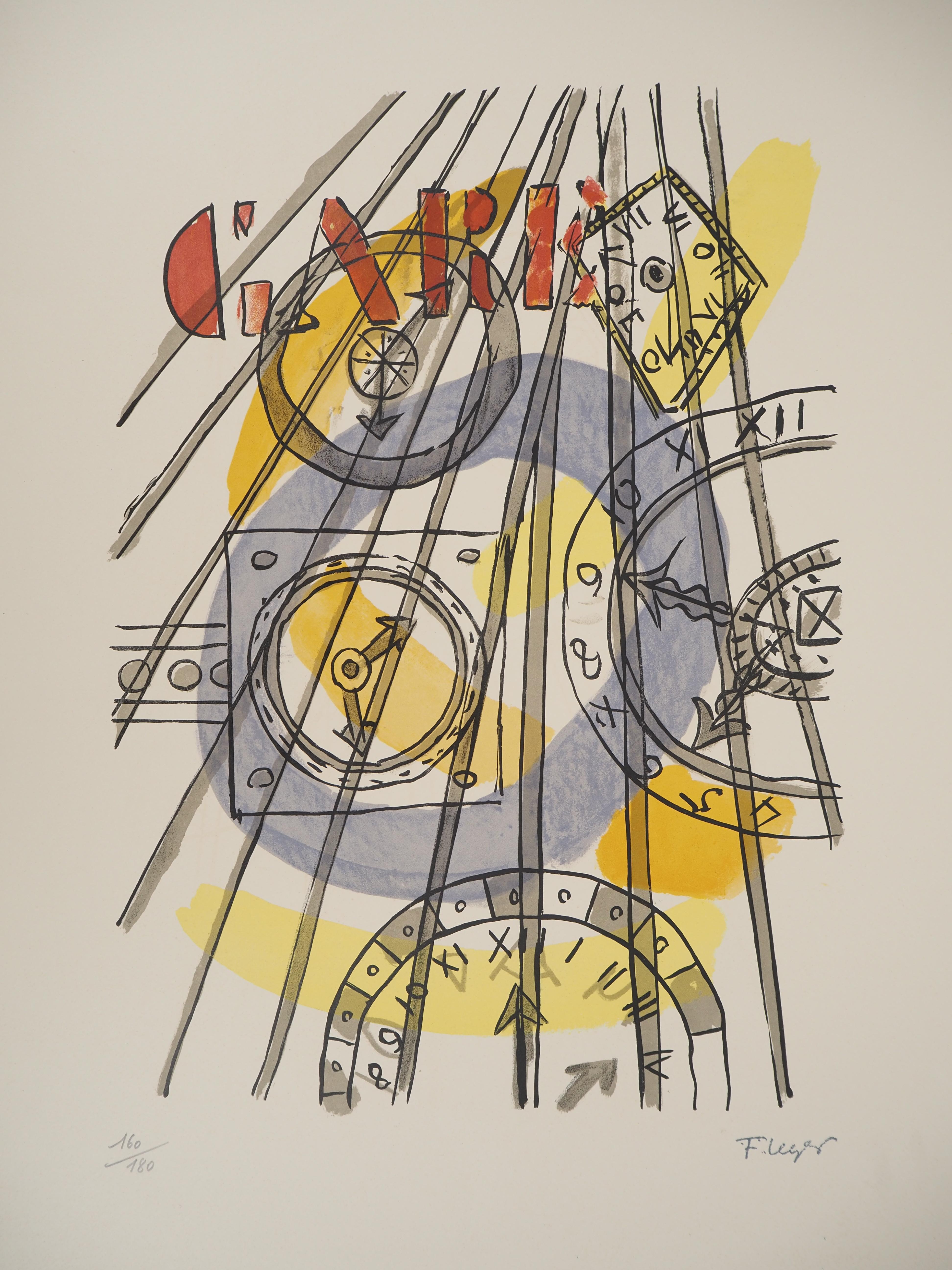 The city, The train station - Original lithograph, HANDSIGNED, 1959 - Modern Print by Fernand Léger