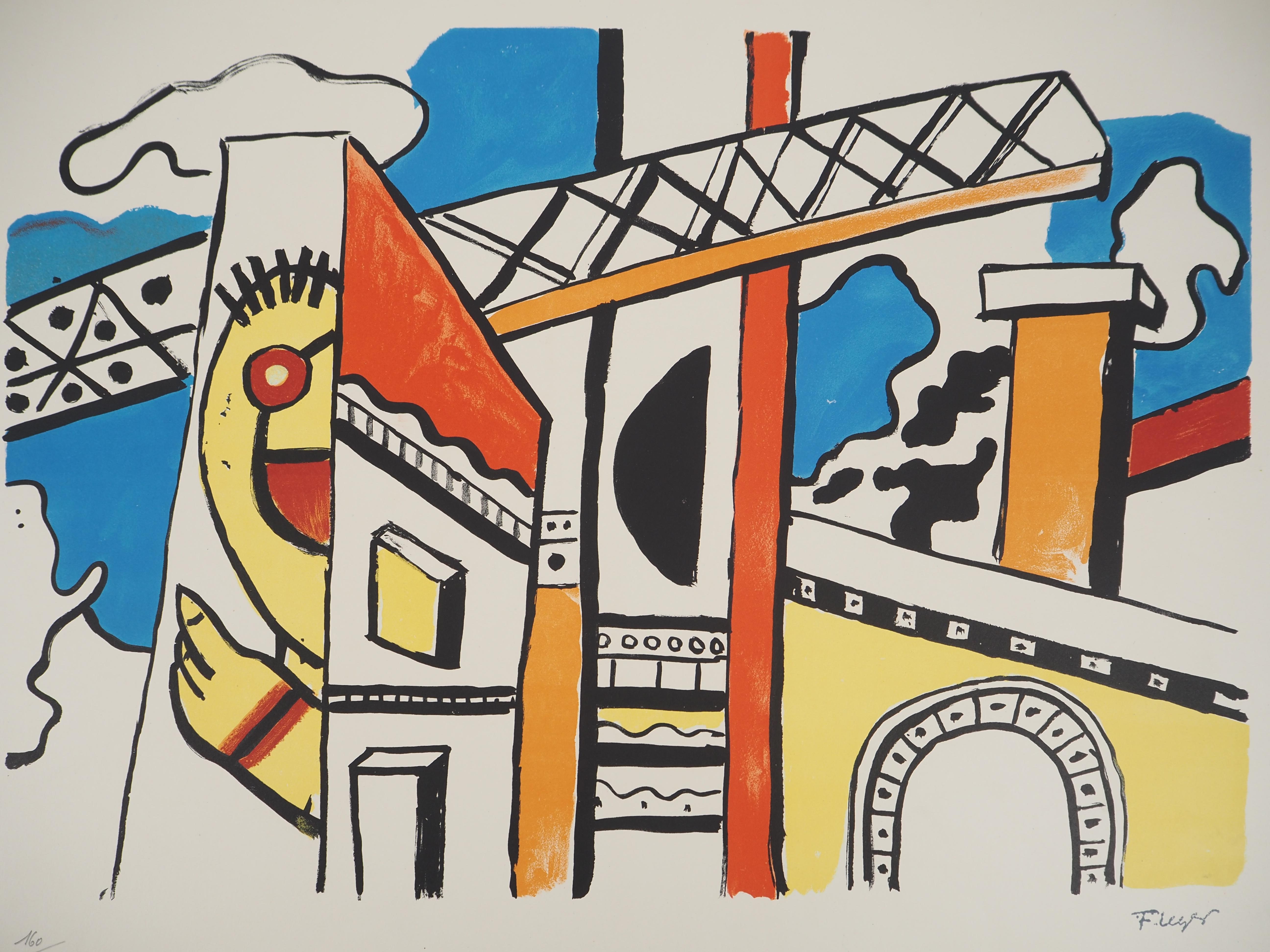 The city, The Viaduct - Original lithograph, HANDSIGNED, 1959 - Modern Print by Fernand Léger