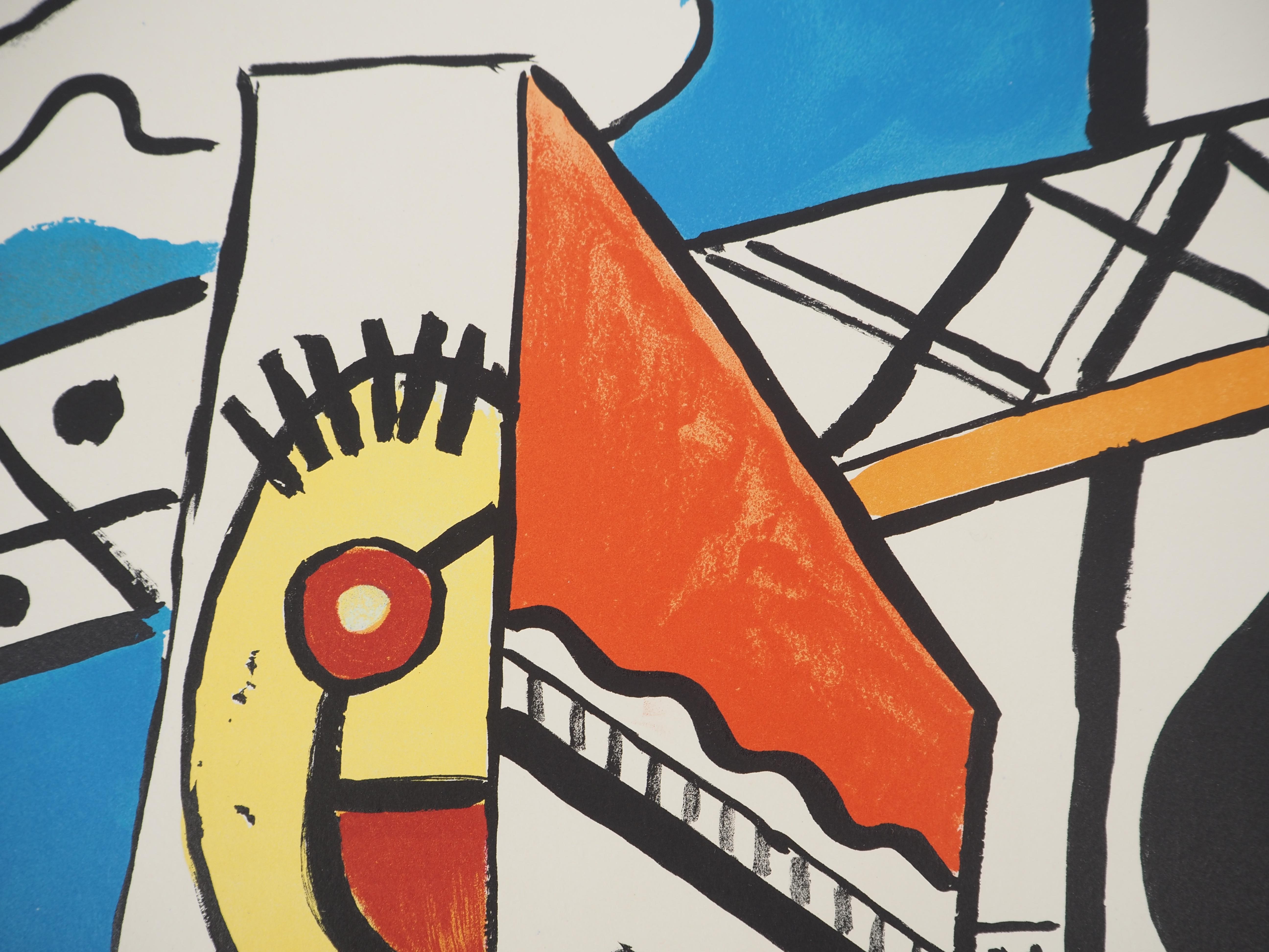 Fernand Léger
The Viaduct, 1959

Original lithograph (Atelier Mourlot)
Signed with the artist's stamp
Limited to 180 copies (Here numbered 160)
On Arches vellum  66 x 50.5 cm (c. 25.9 x 19.6 in)

REFERENCES :
- Catalog raisonne Saphire p.