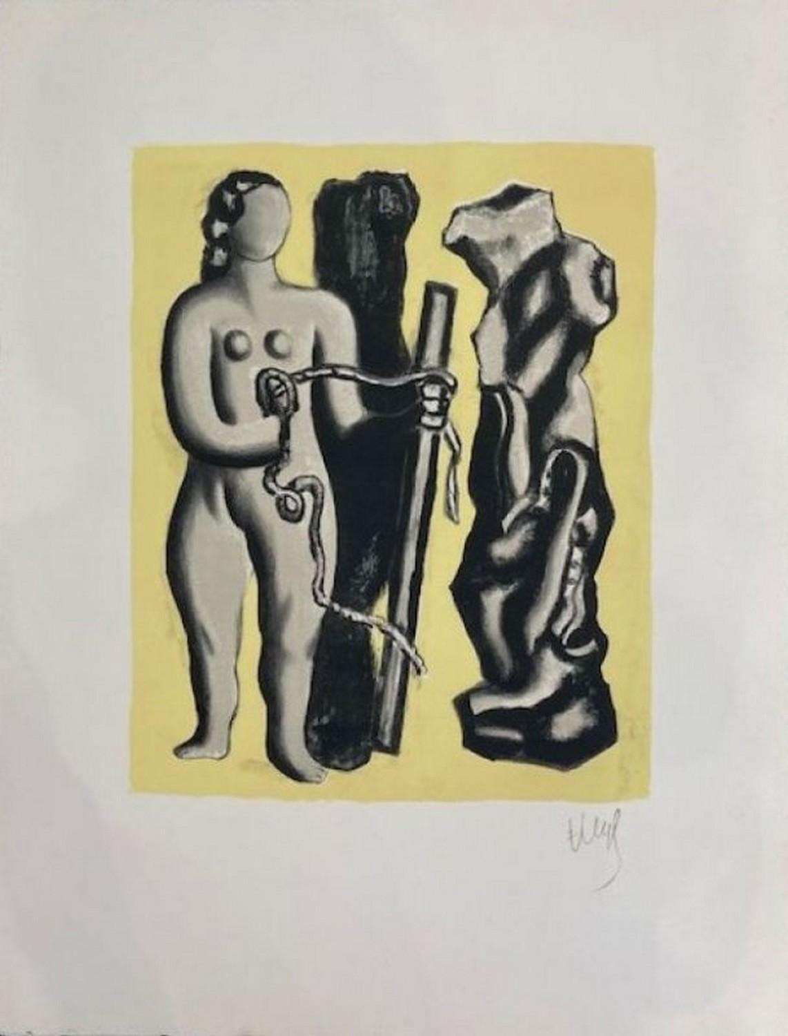 Fernand Léger Abstract Print - Woman on yellow background 