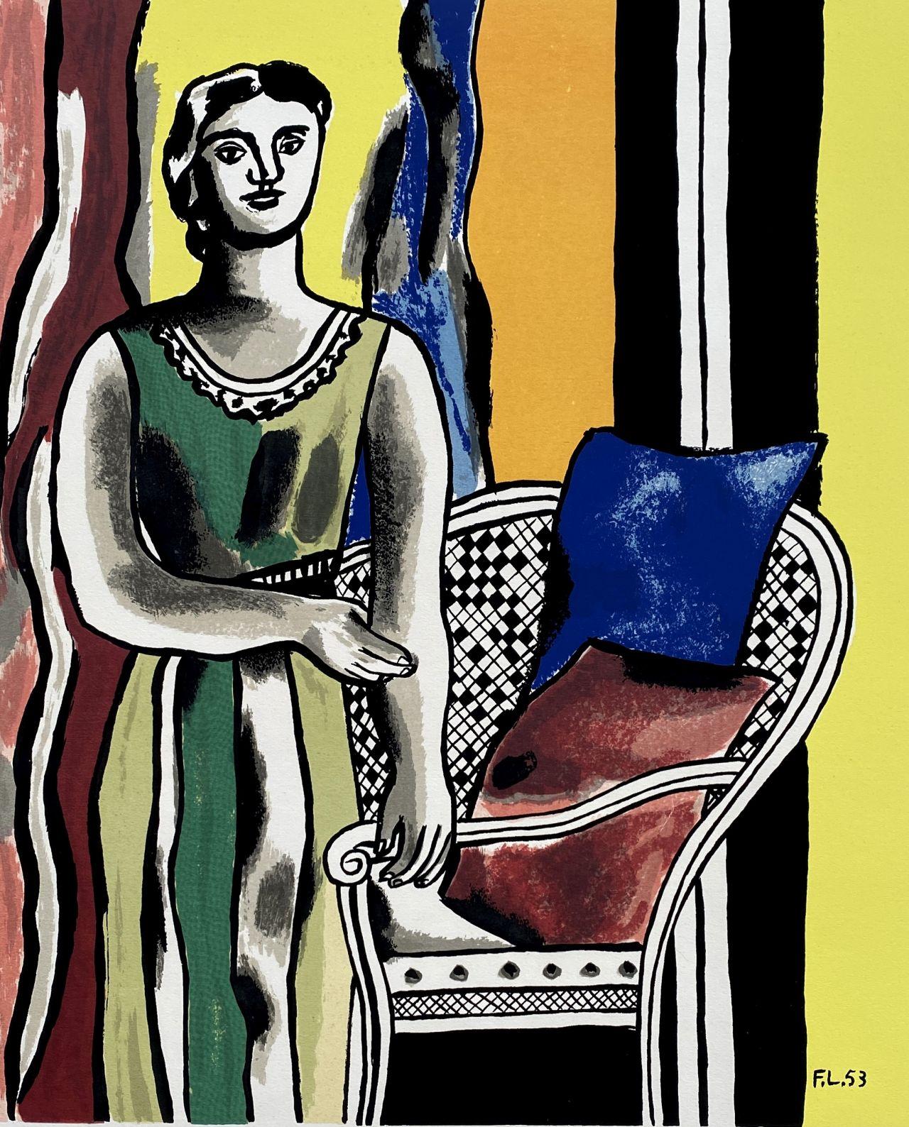 Woman with armchair - Lithograph signed in the plate - Print by Fernand Léger