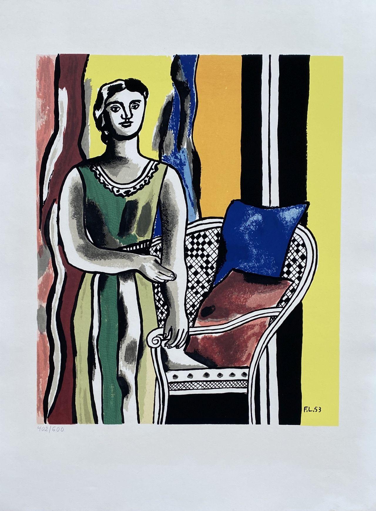 Fernand Léger Figurative Print - Woman with armchair - Lithograph signed in the plate