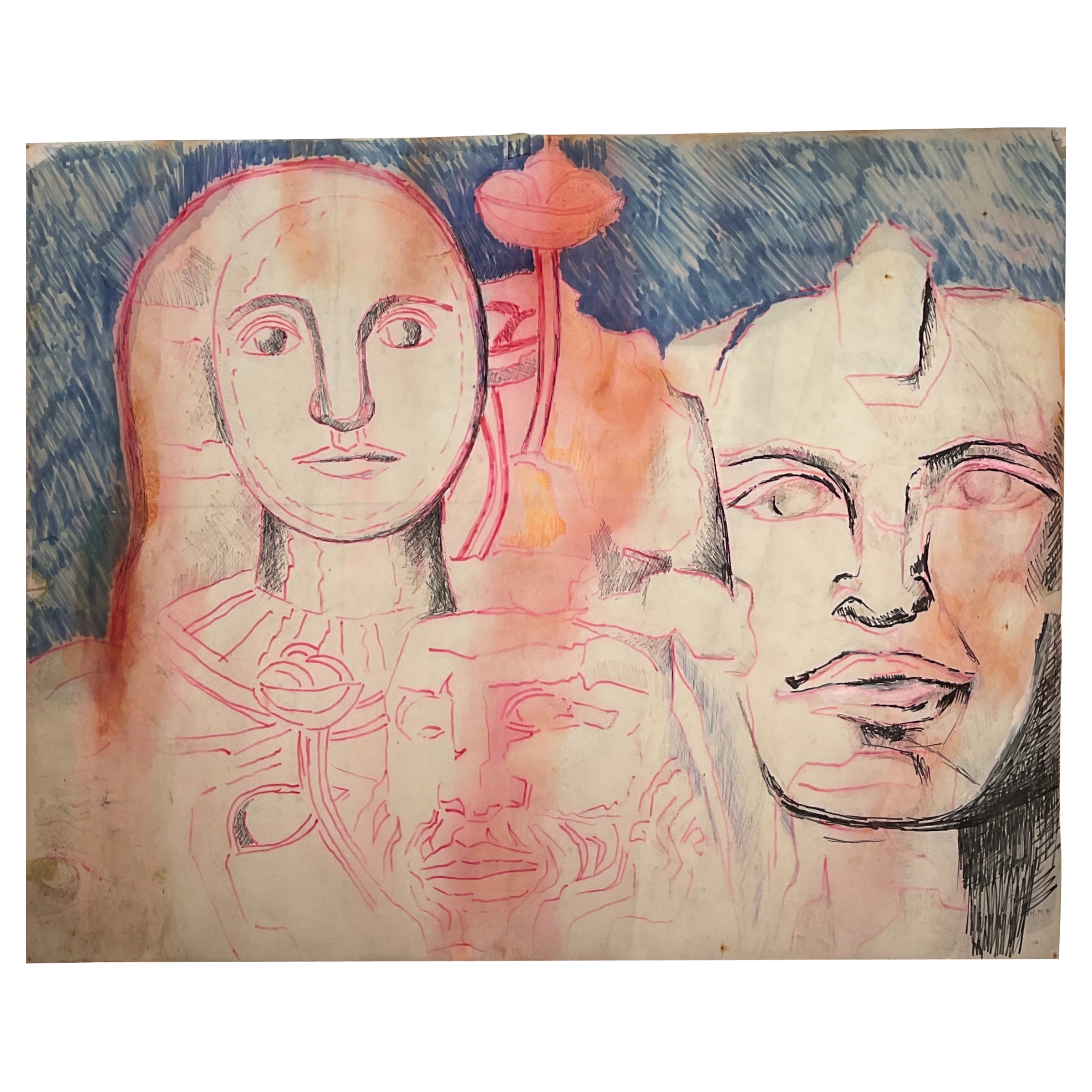 Zeichnung im Fernand Leger-Stil von Heidi Melano