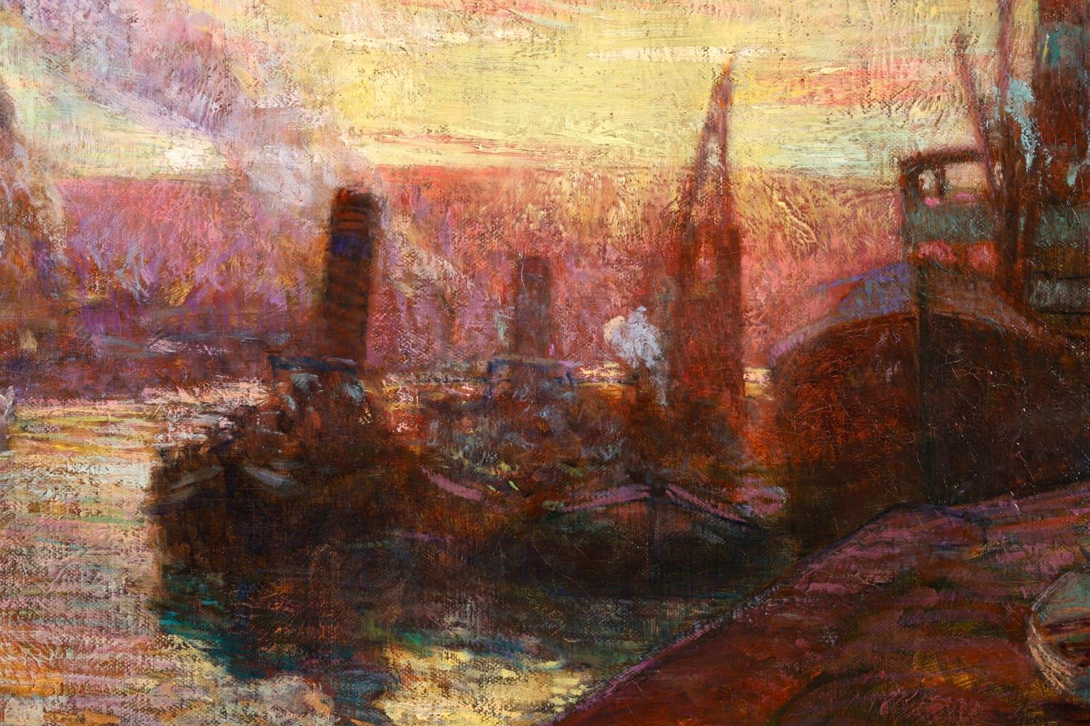 Sunset - Rouen - Post Impressionist Oil, Riverscape by Fernand Leon Lucien Guey 7