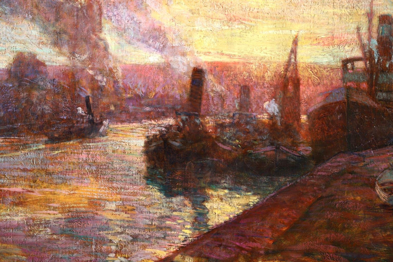 Sunset - Rouen - Post Impressionist Oil, Riverscape by Fernand Leon Lucien Guey 8