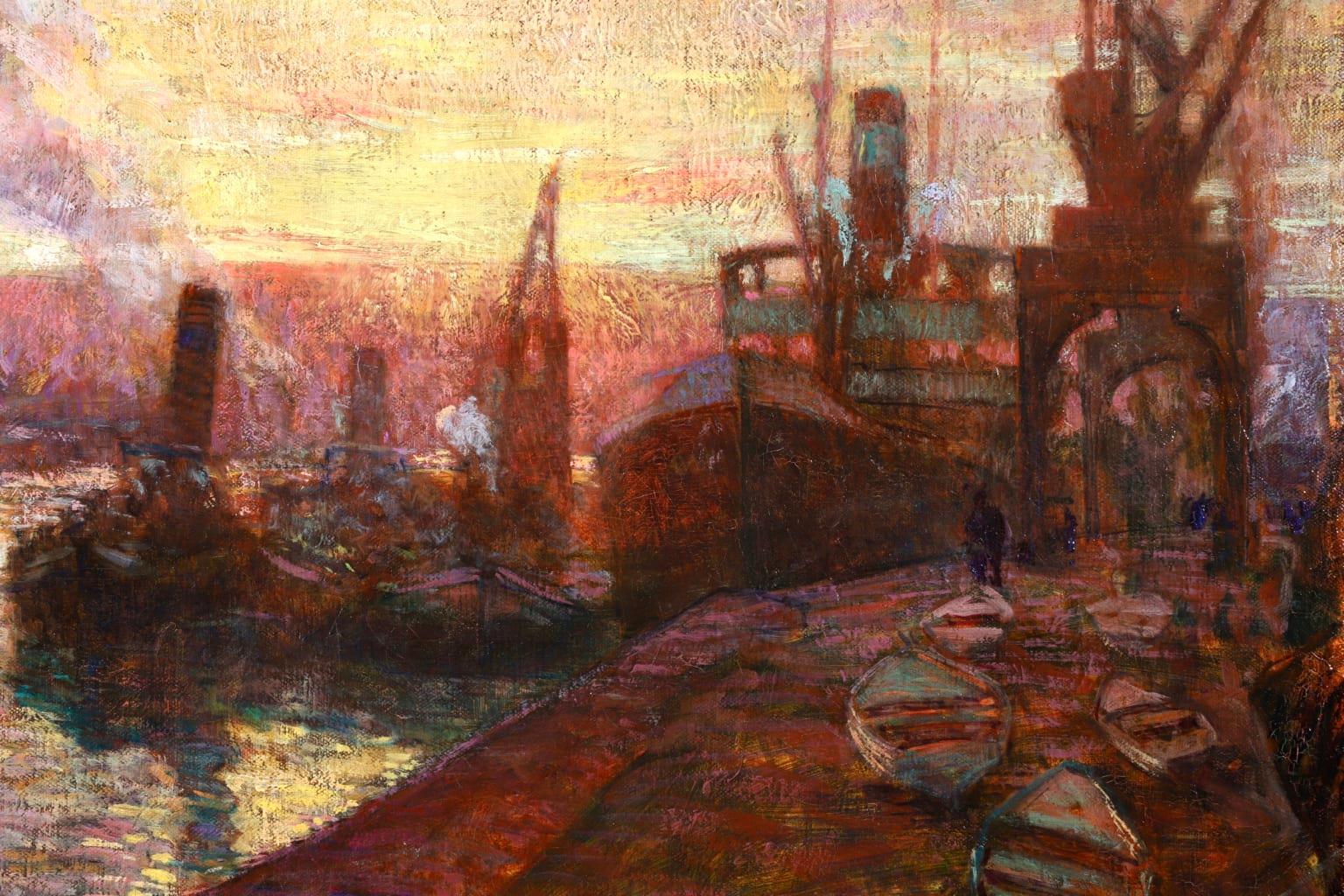 Sunset - Rouen - Post Impressionist Oil, Riverscape by Fernand Leon Lucien Guey 9