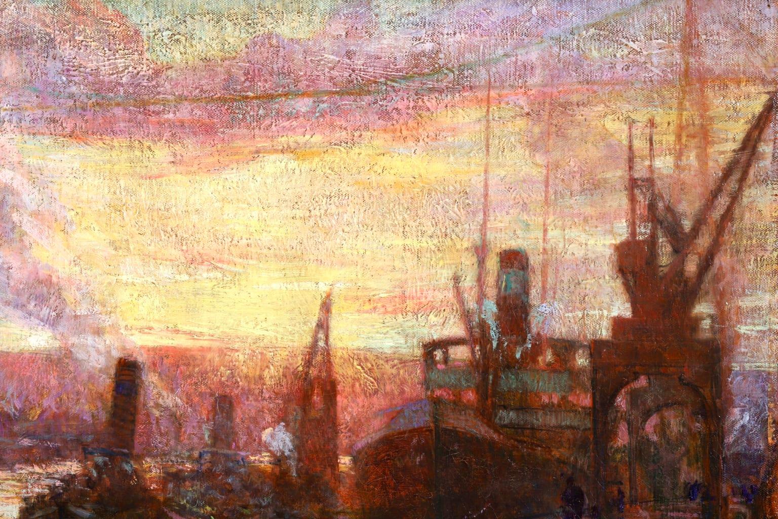 Sunset - Rouen - Post Impressionist Oil, Riverscape by Fernand Leon Lucien Guey 10
