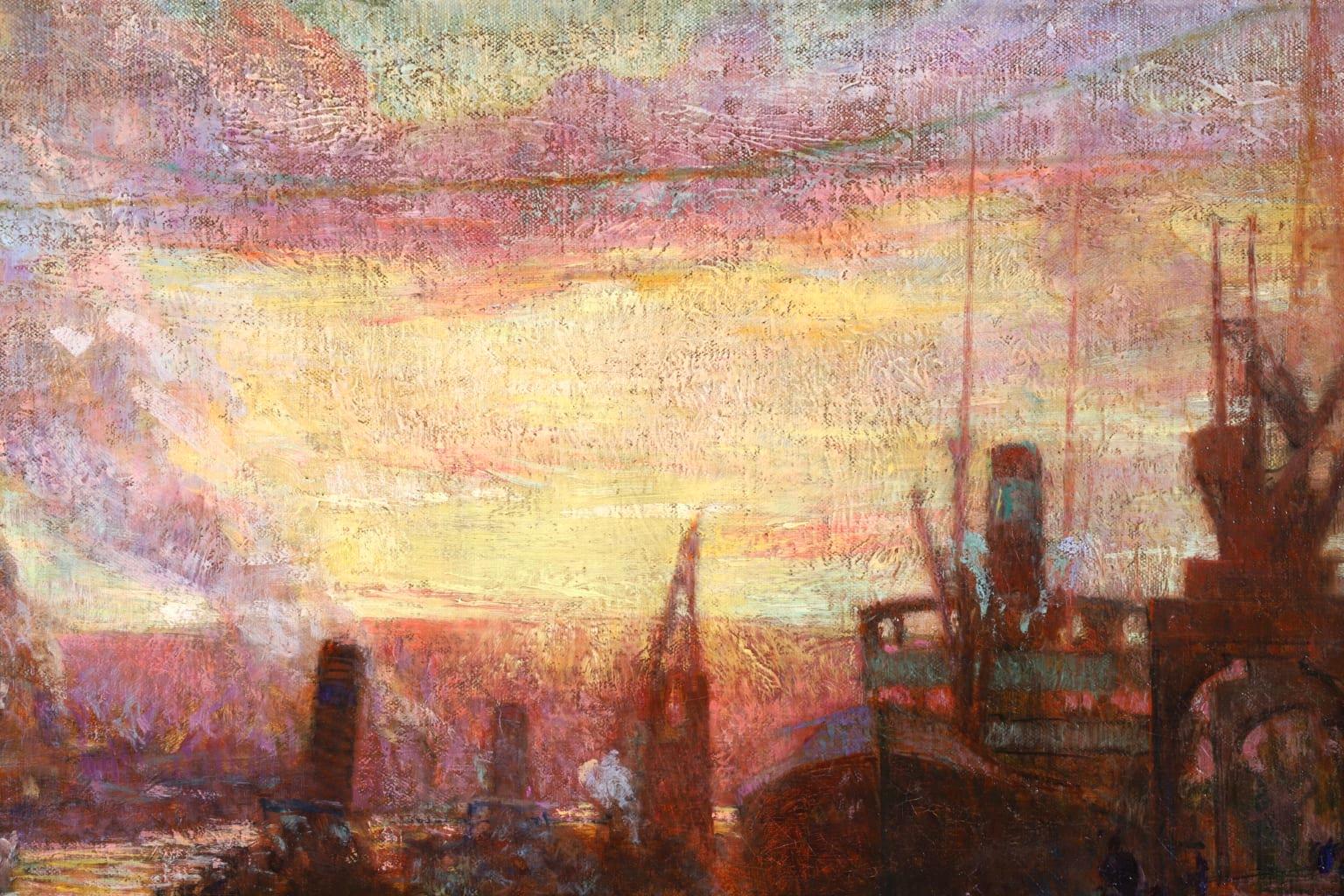 Sunset - Rouen - Post Impressionist Oil, Riverscape by Fernand Leon Lucien Guey 11