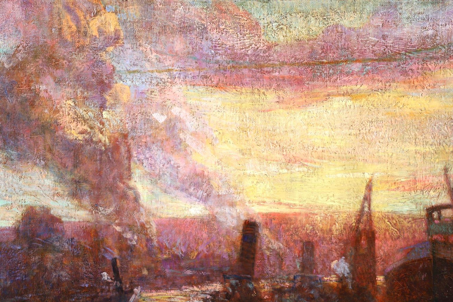 Sunset - Rouen - Post Impressionist Oil, Riverscape by Fernand Leon Lucien Guey 12