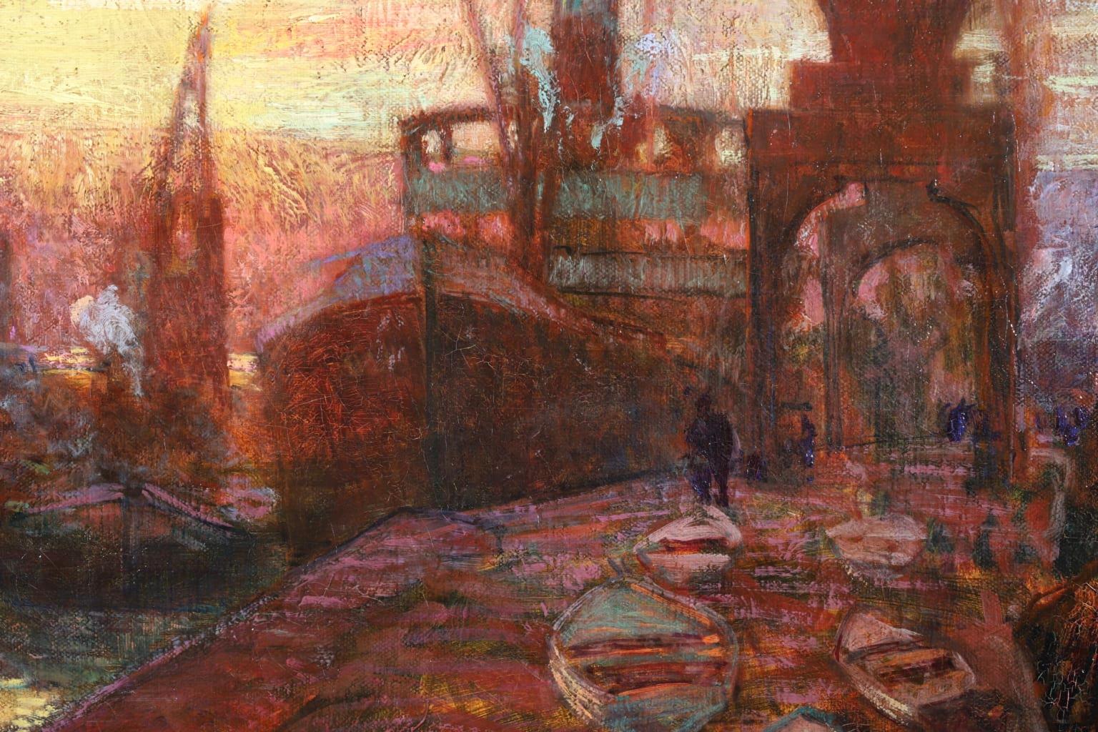Sunset - Rouen - Post Impressionist Oil, Riverscape by Fernand Leon Lucien Guey 1