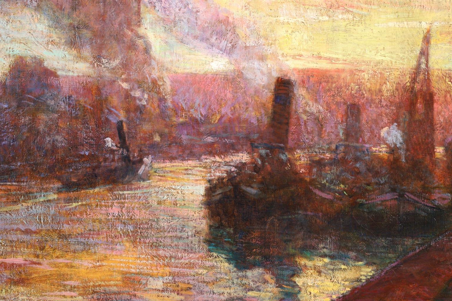 Sunset - Rouen - Post Impressionist Oil, Riverscape by Fernand Leon Lucien Guey 2