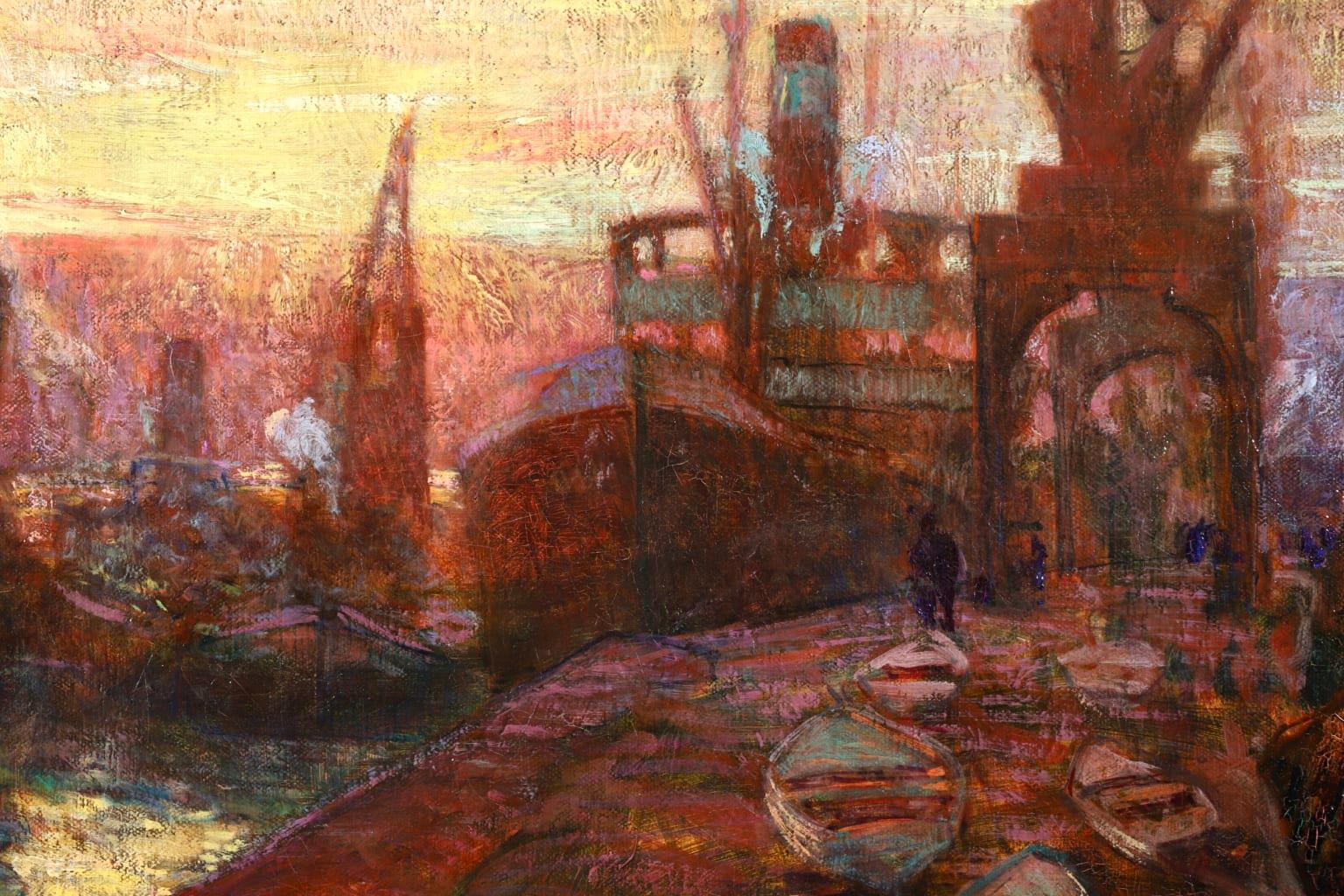 Sunset - Rouen - Post Impressionist Oil, Riverscape by Fernand Leon Lucien Guey 6