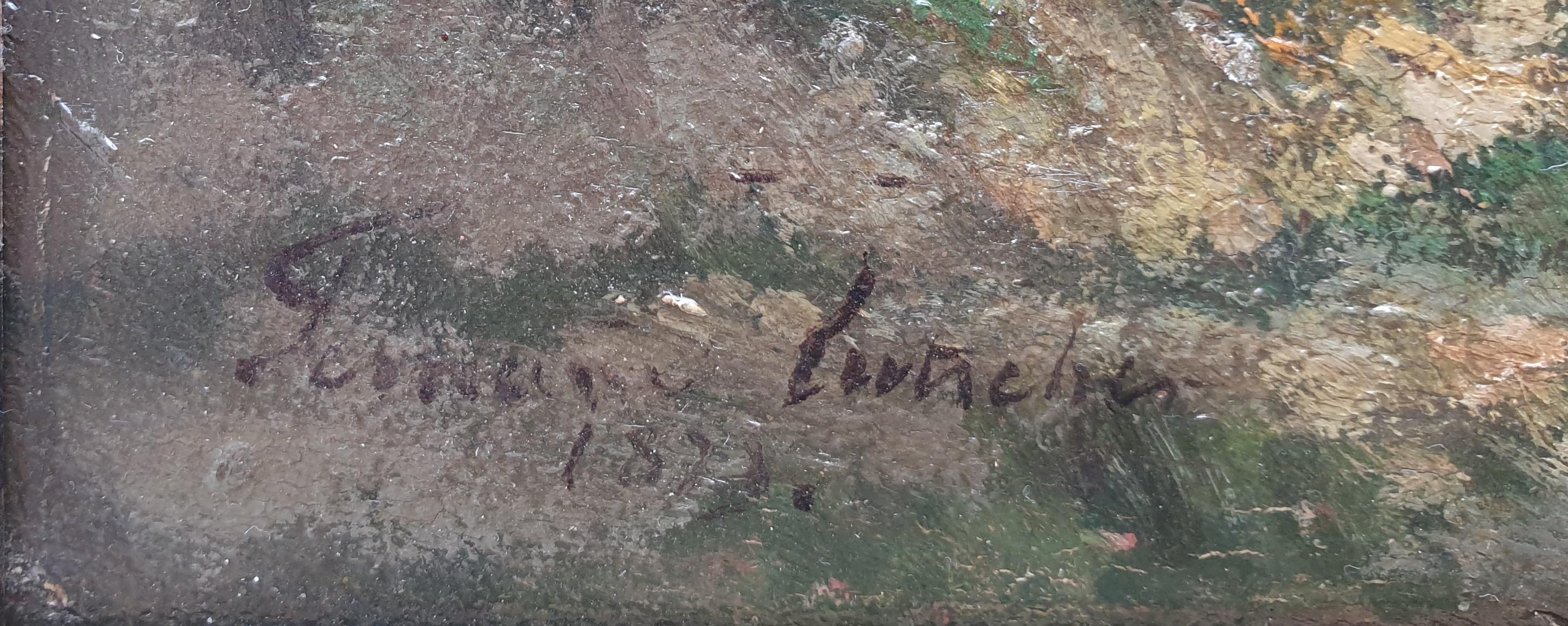 Paesaggio francese vicino ad Angers Francia 19° barbizon Olio su tavola legno 1
