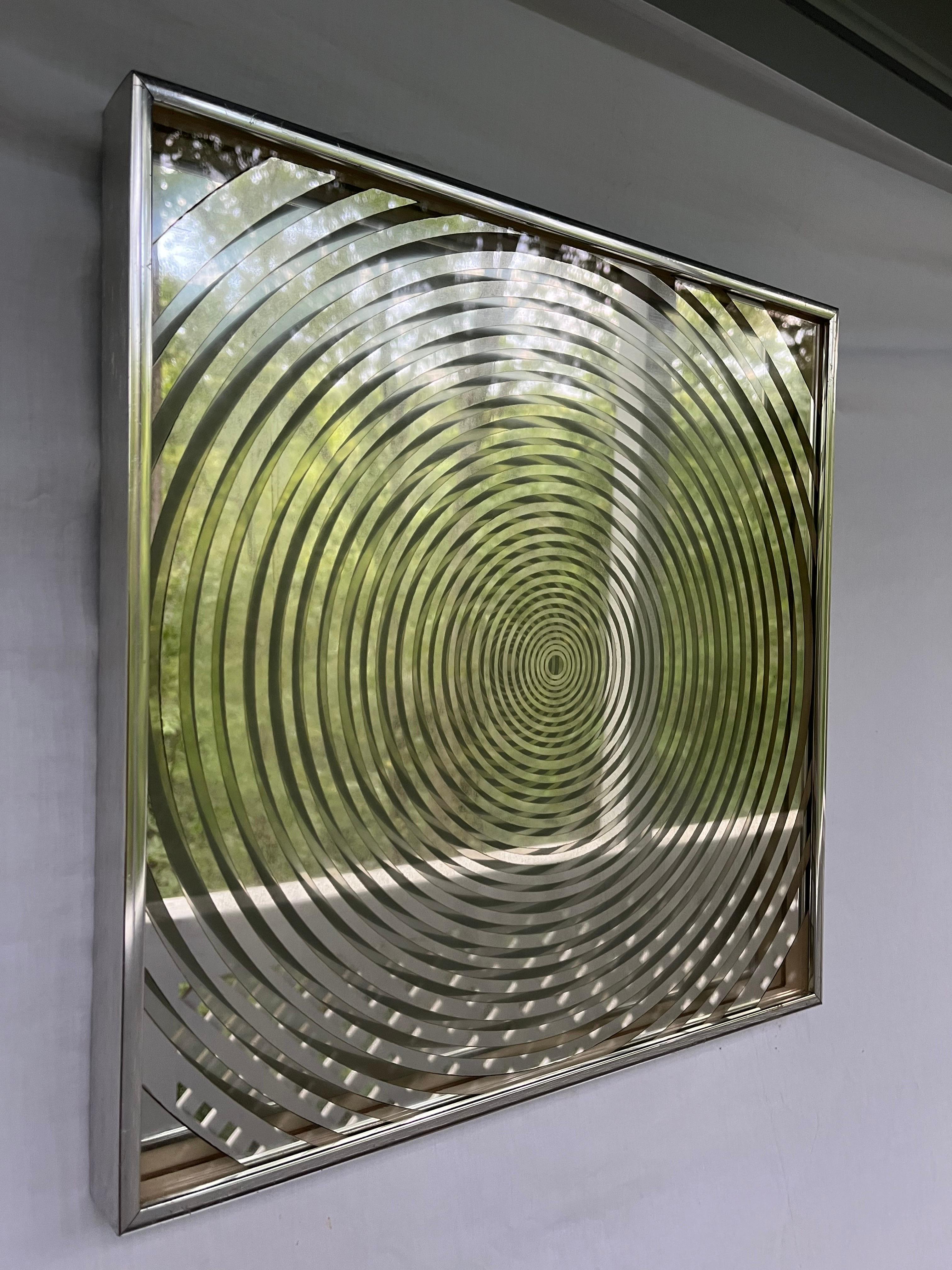 20th Century Fernand Mann Vintage Op Art Silk Screened Mirror by Modern Classics New York