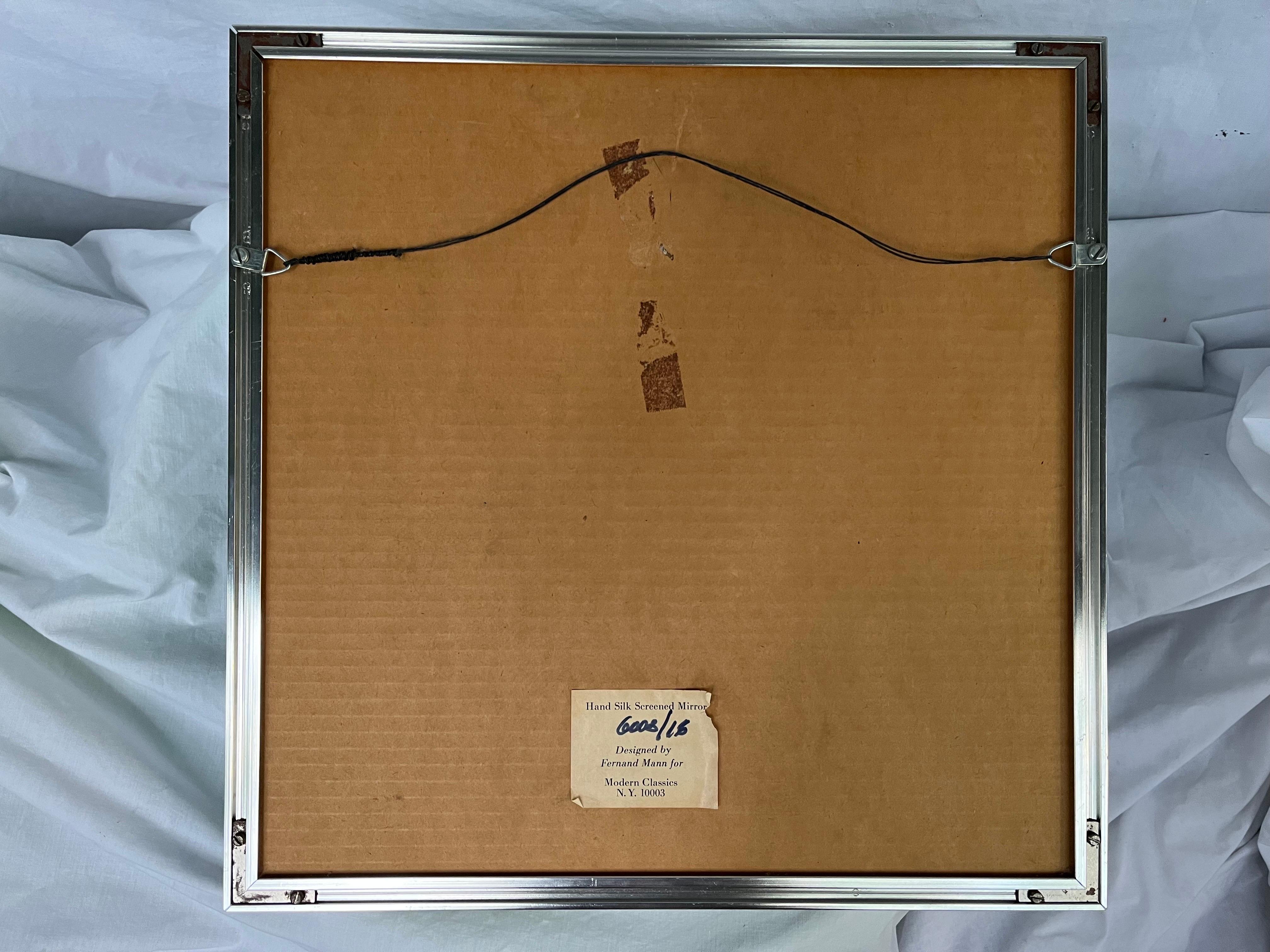 Fernand Mann Vintage Op Art Silk Screened Mirror by Modern Classics New York 2
